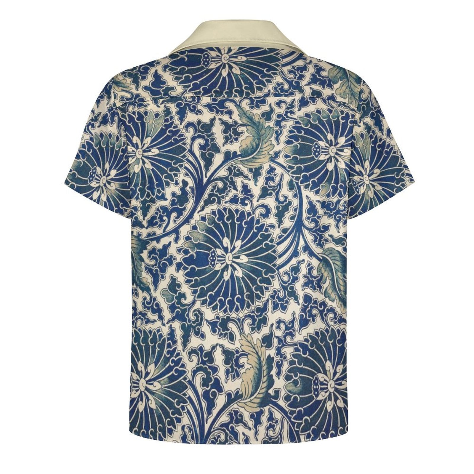 Men's Short Sleeve Hawaiian Print Shirt with Cuban Collar(All-Over Printing) Blue pattern