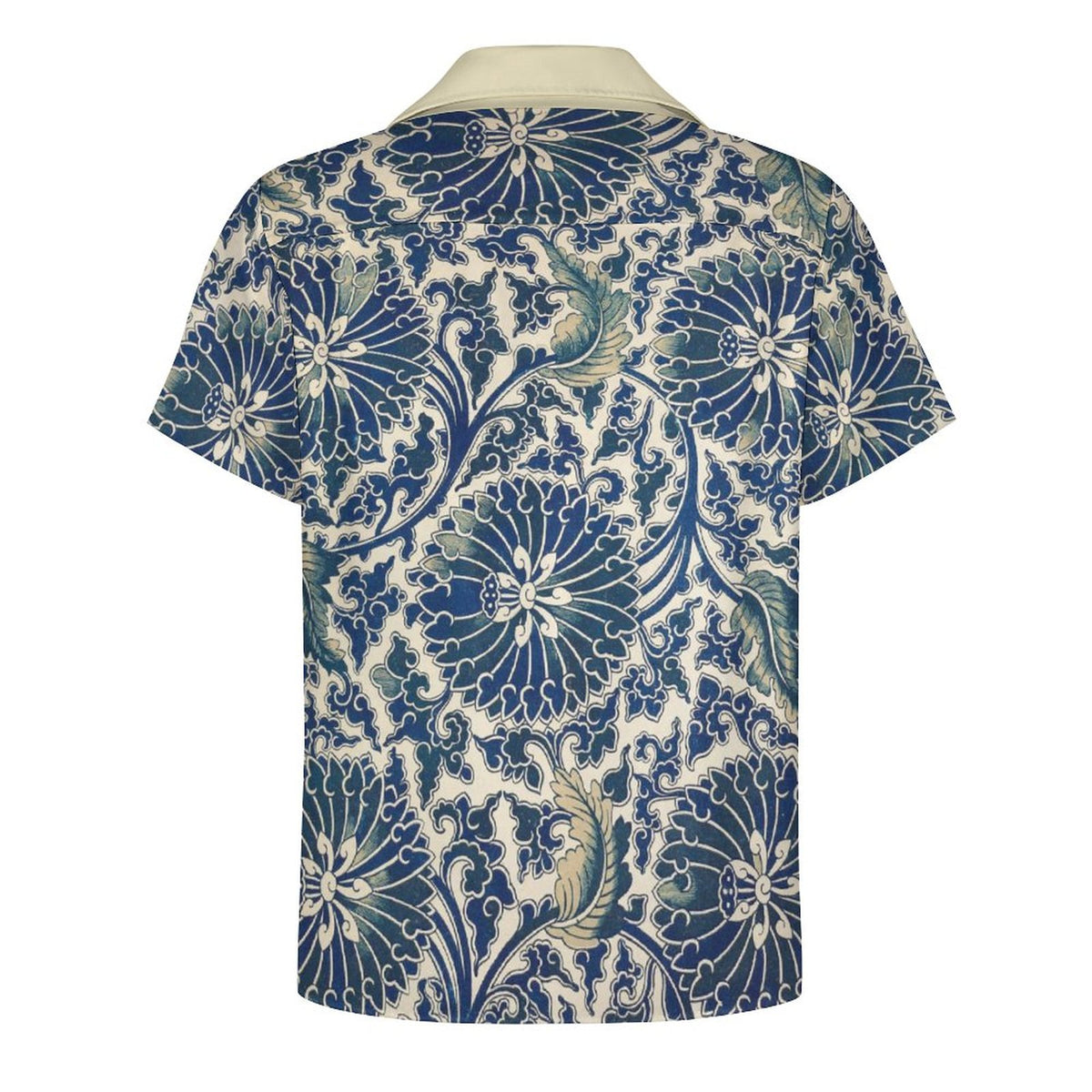 Men's Short Sleeve Hawaiian Print Shirt with Cuban Collar(All-Over Printing) Blue pattern