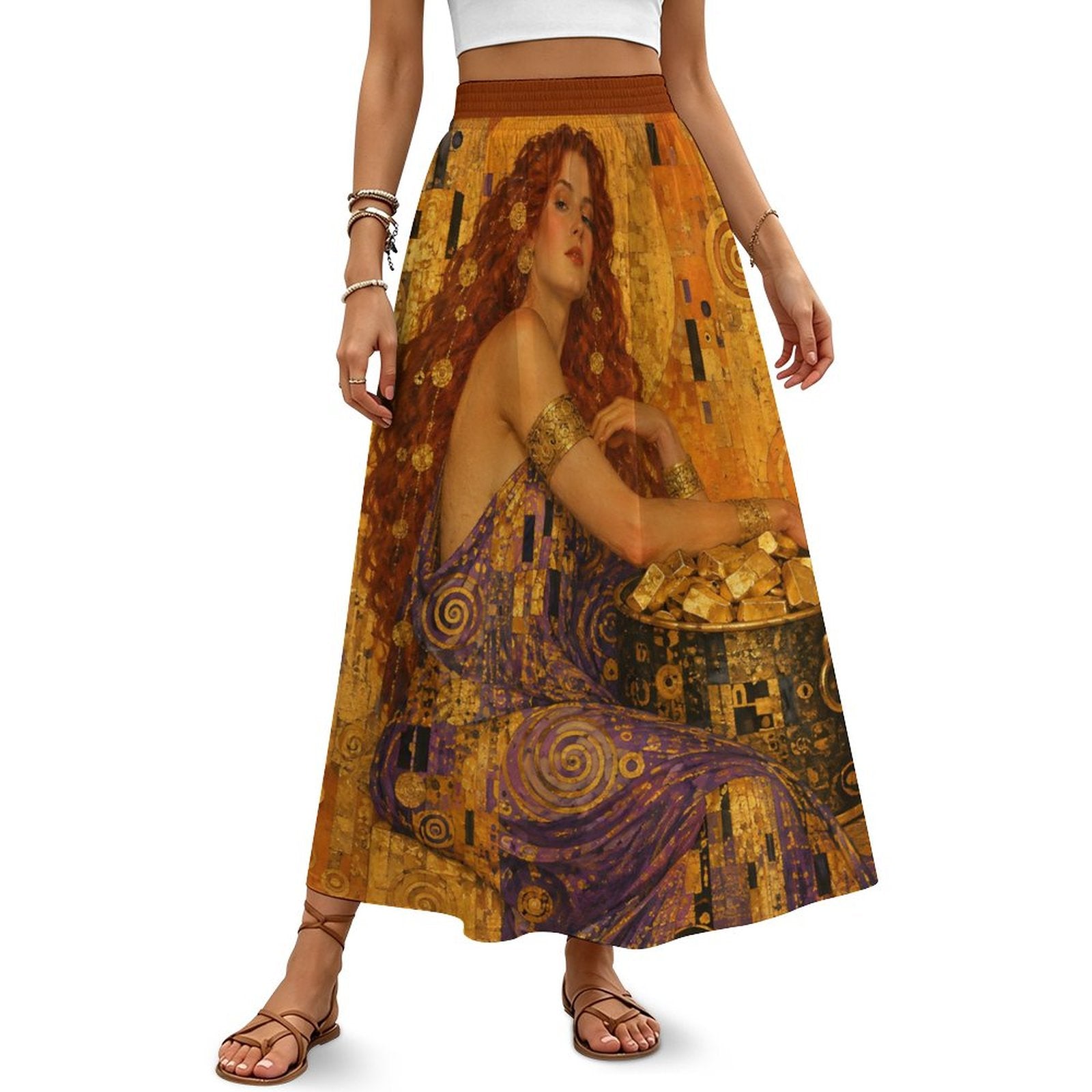 180gsm High-Waisted Midi Dress(All-Over Printing)