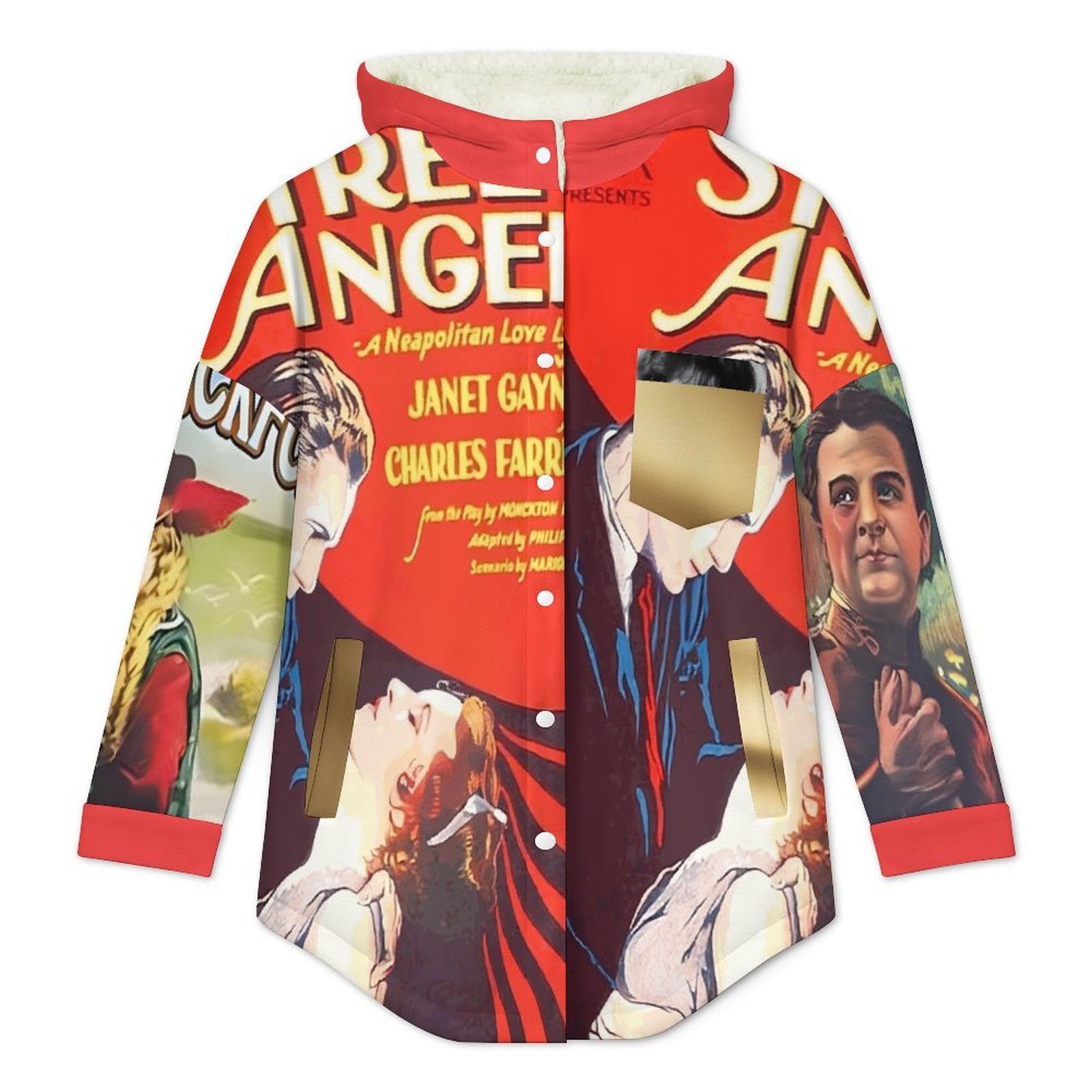 Double-Layer Hooded Top(All-Over Printing) Retro silent movie print