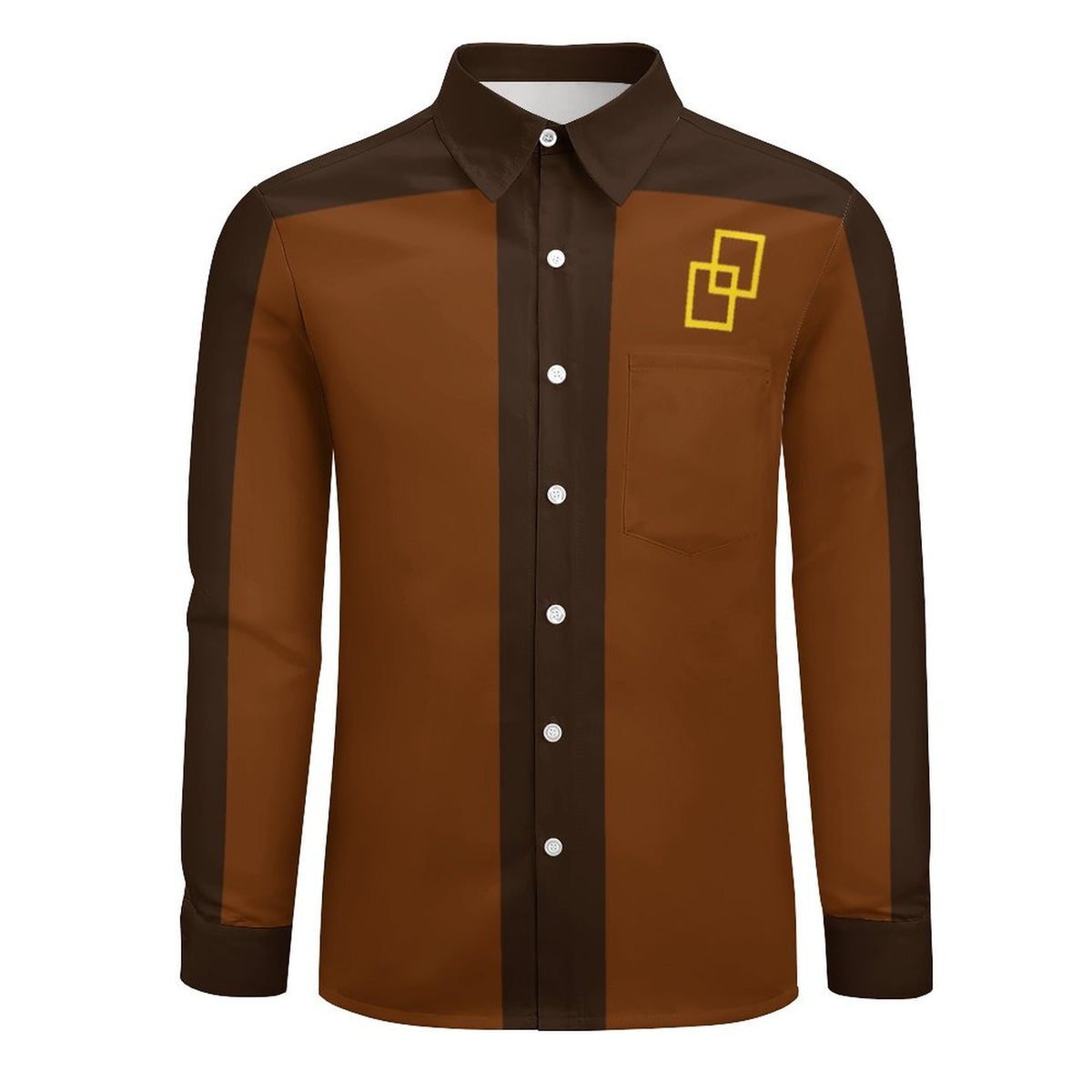 Faux Linen Men Long Sleeve Shirt with Pocket(All-Over Printing)