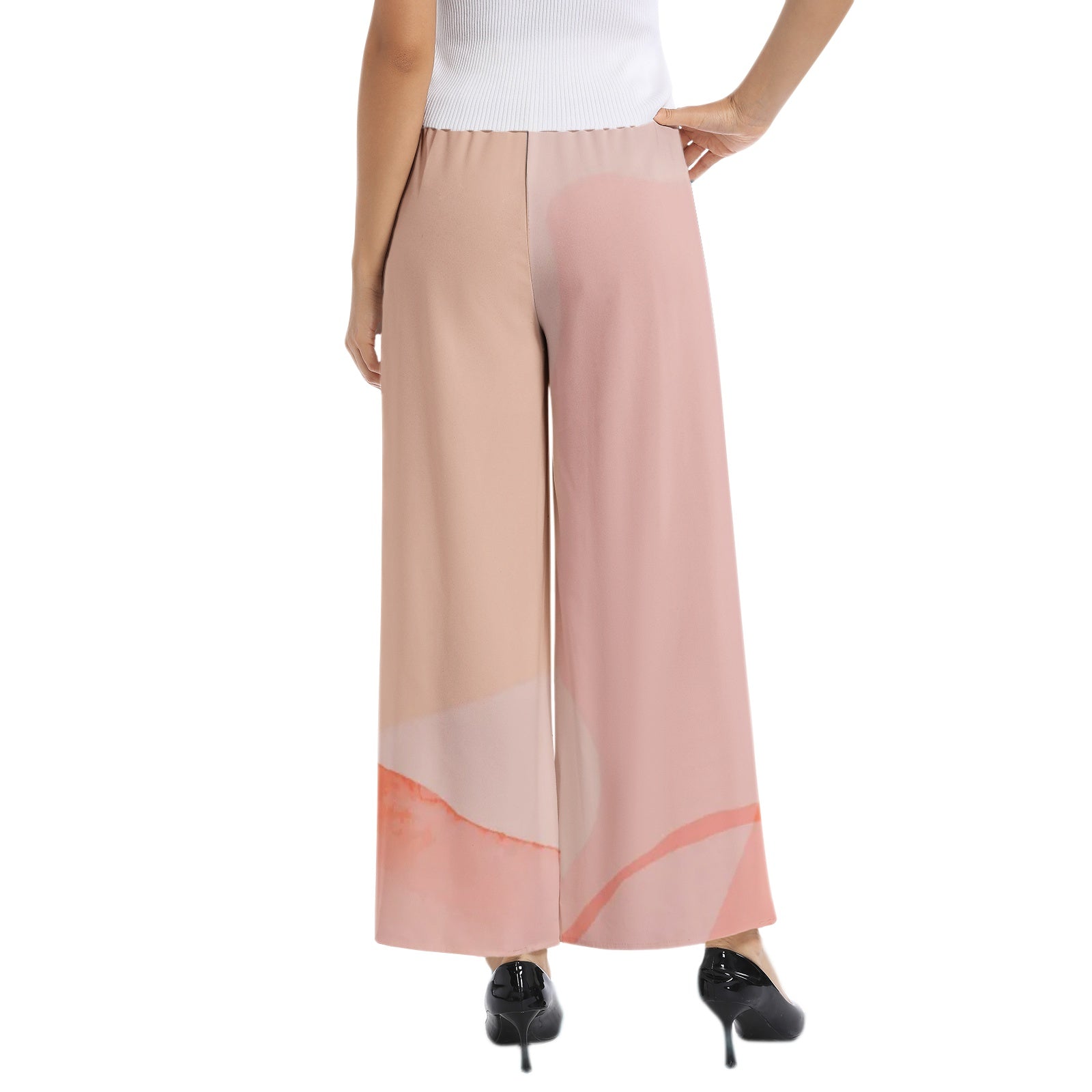 Peach Chiffon Wide-Leg Pant