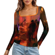 The Stage- Women's Square Neck Long Sleeved Shirt