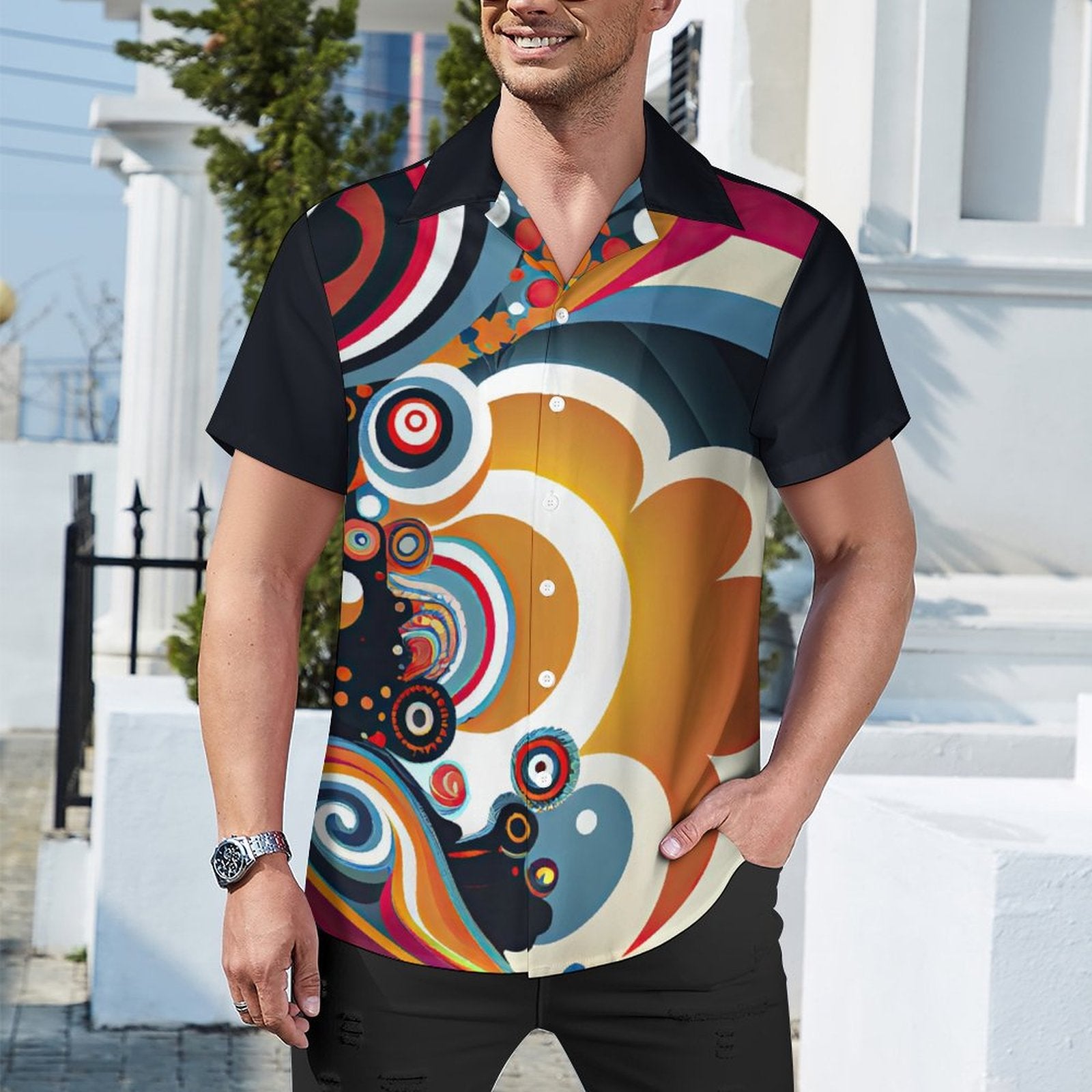 Short Sleeve Cuban Collar Shirt(All-Over Printing) trip