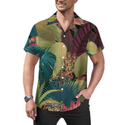 Short Sleeve Cuban Collar Shirt(All-Over Printing) purple and green Hawaiian