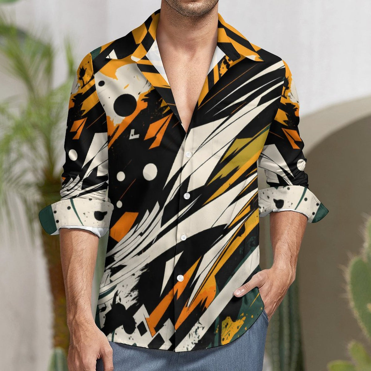 135gsm Casual Long-Sleeve Shirt for Men(All-Over Printing)