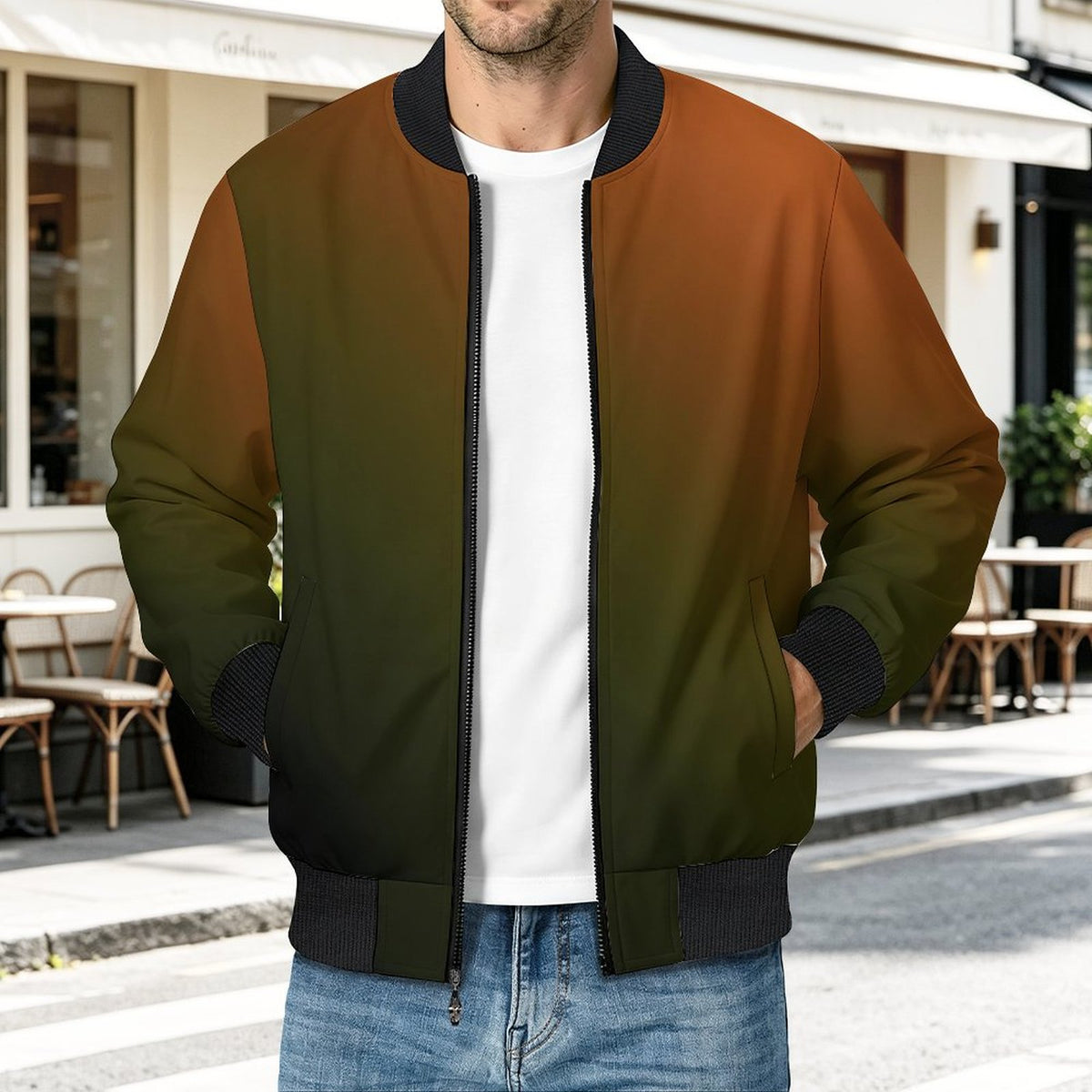 230gsm Men's Lightweight Zip-Up Jacket(All-Over Printing)