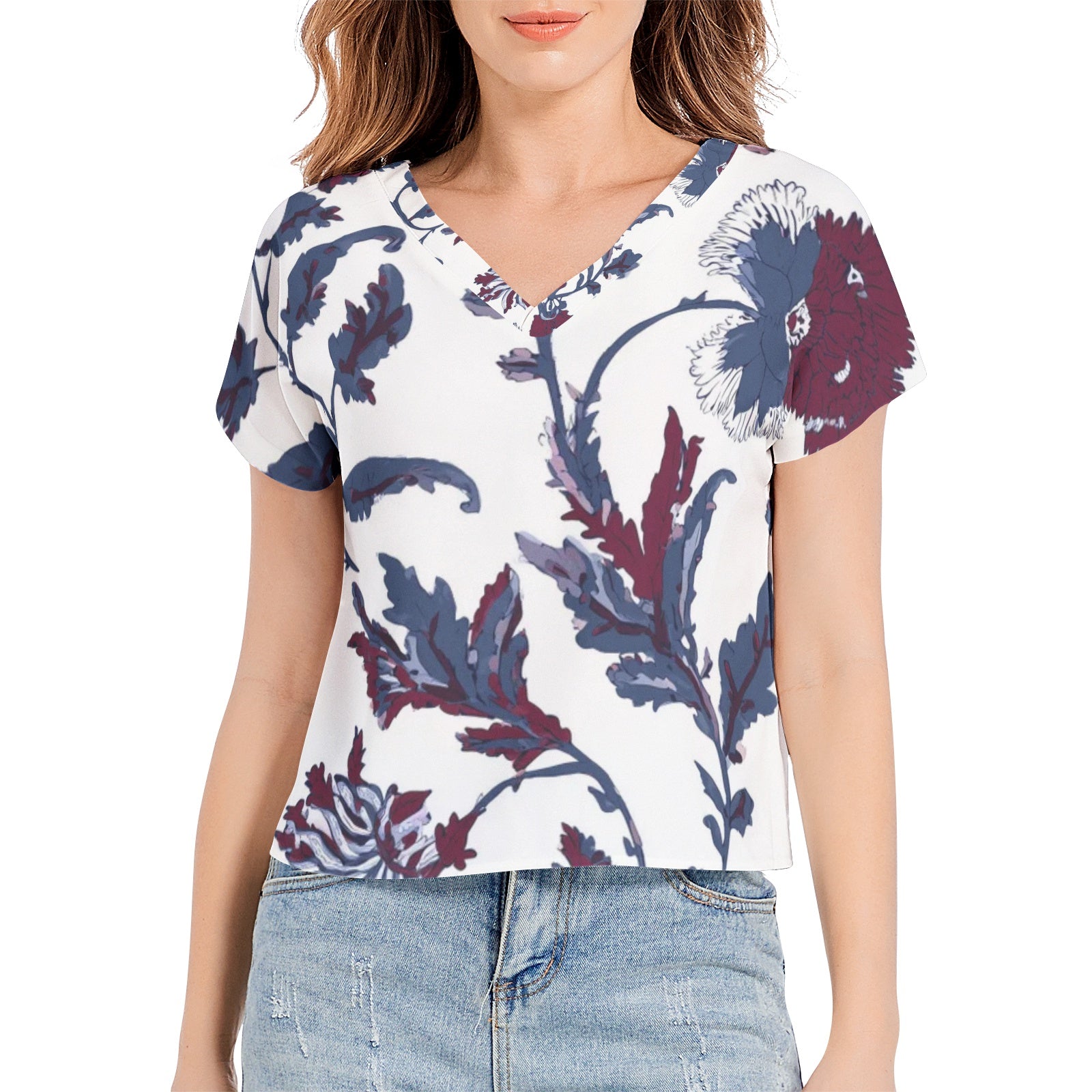 Batwing Sleeve V-Neck Top