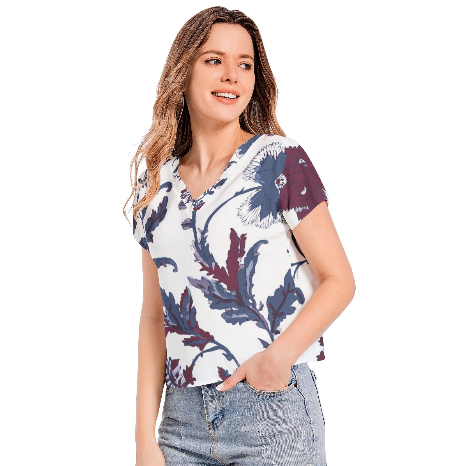 Batwing Sleeve V-Neck Top