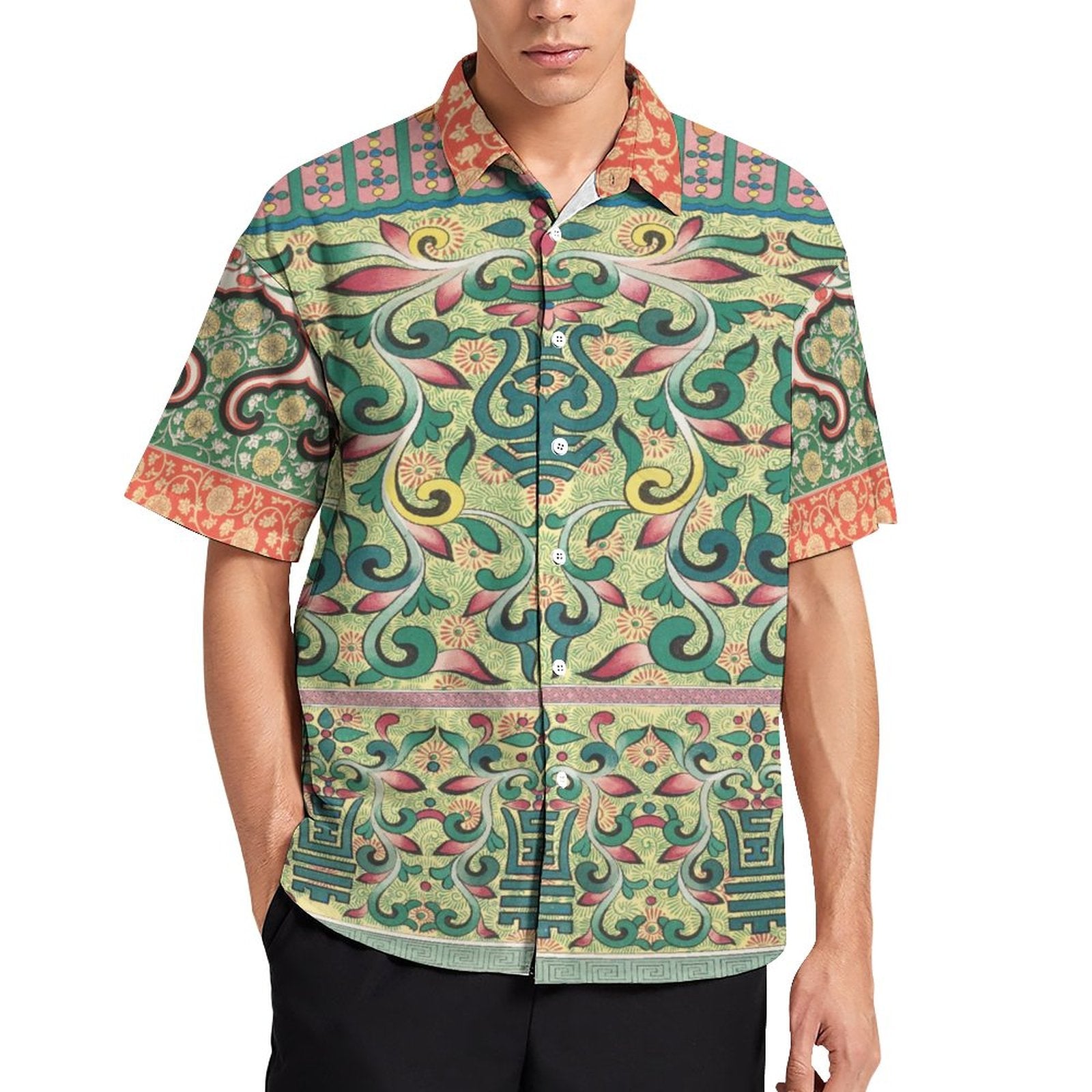 Men's Short Sleeve Button Shirt with Pocket(XS-7XL) Indian Pattern