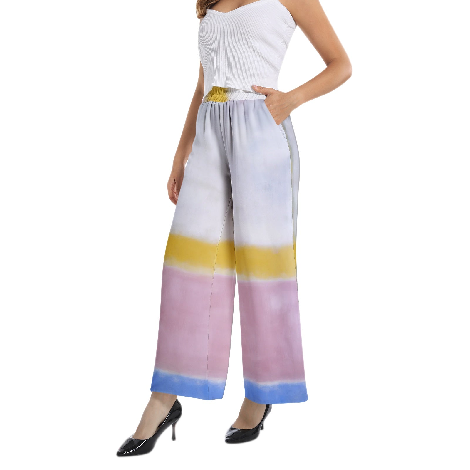 Elastic Waist Wide Leg Pant