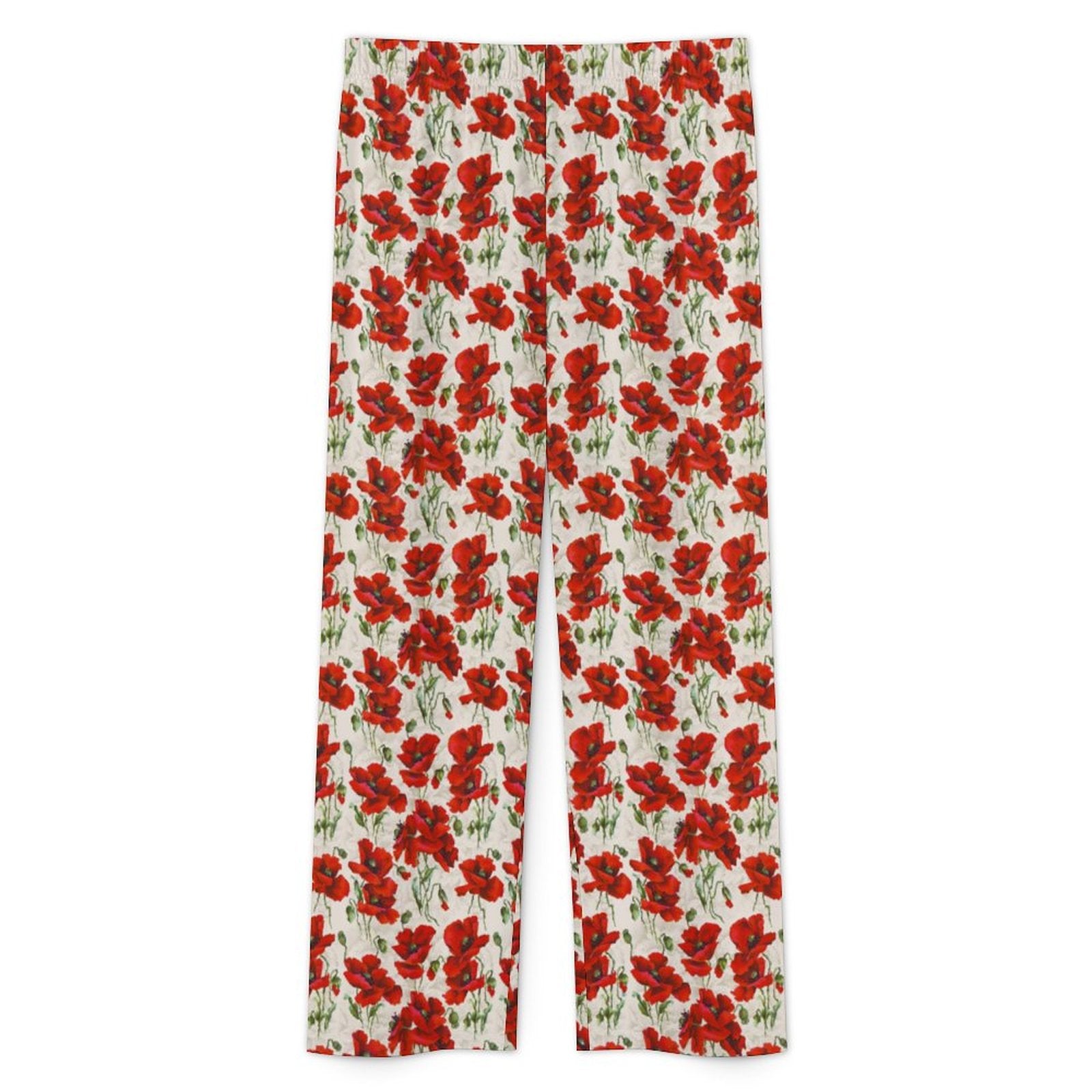 180gsm Short Sleeved Pajama Set(All-Over Printing) floral print beige and red