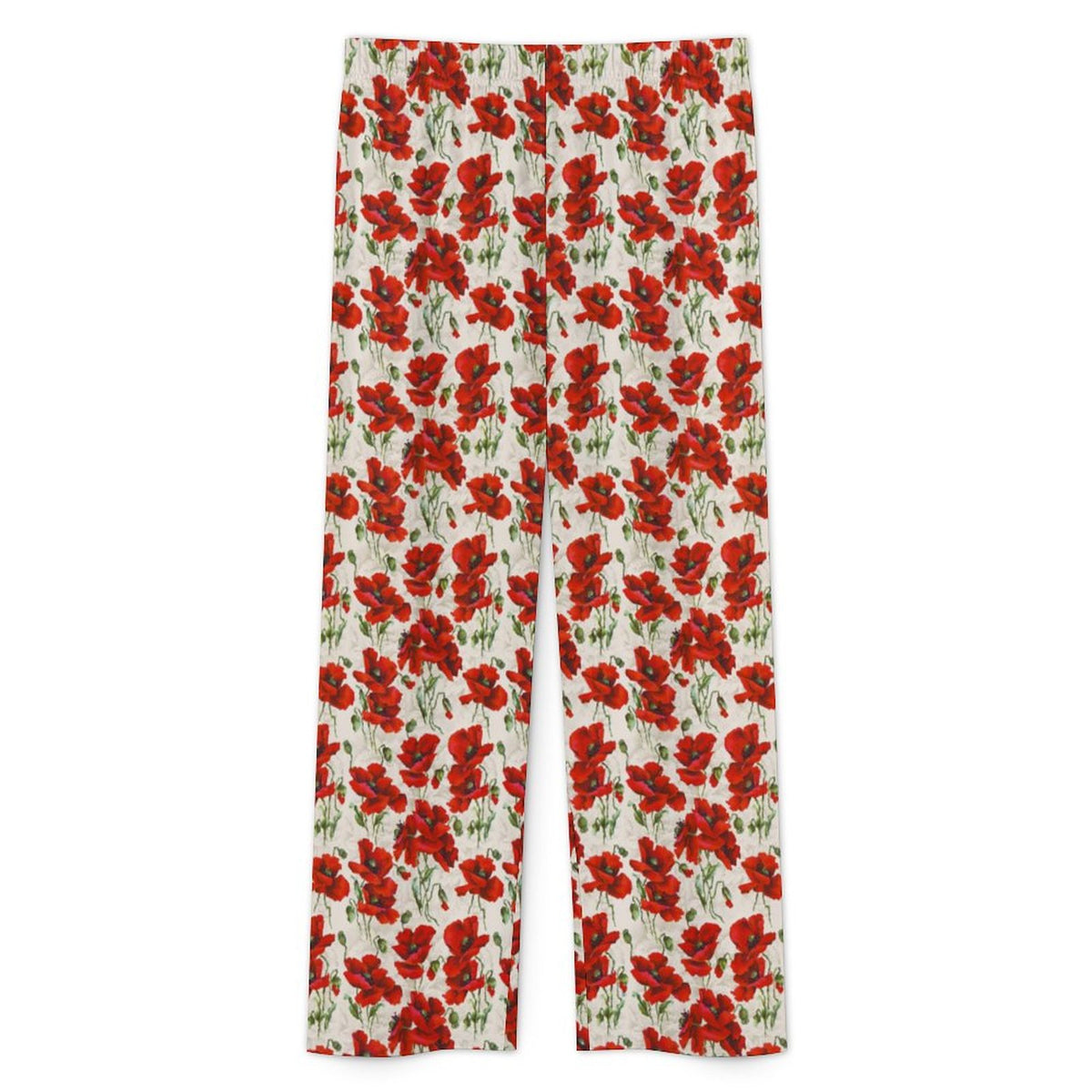 180gsm Short Sleeved Pajama Set(All-Over Printing) floral print beige and red