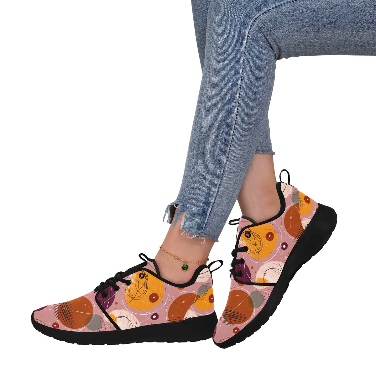 Women's Custom 1950s Atomic Retro Mesh Pull Loop Sneakers