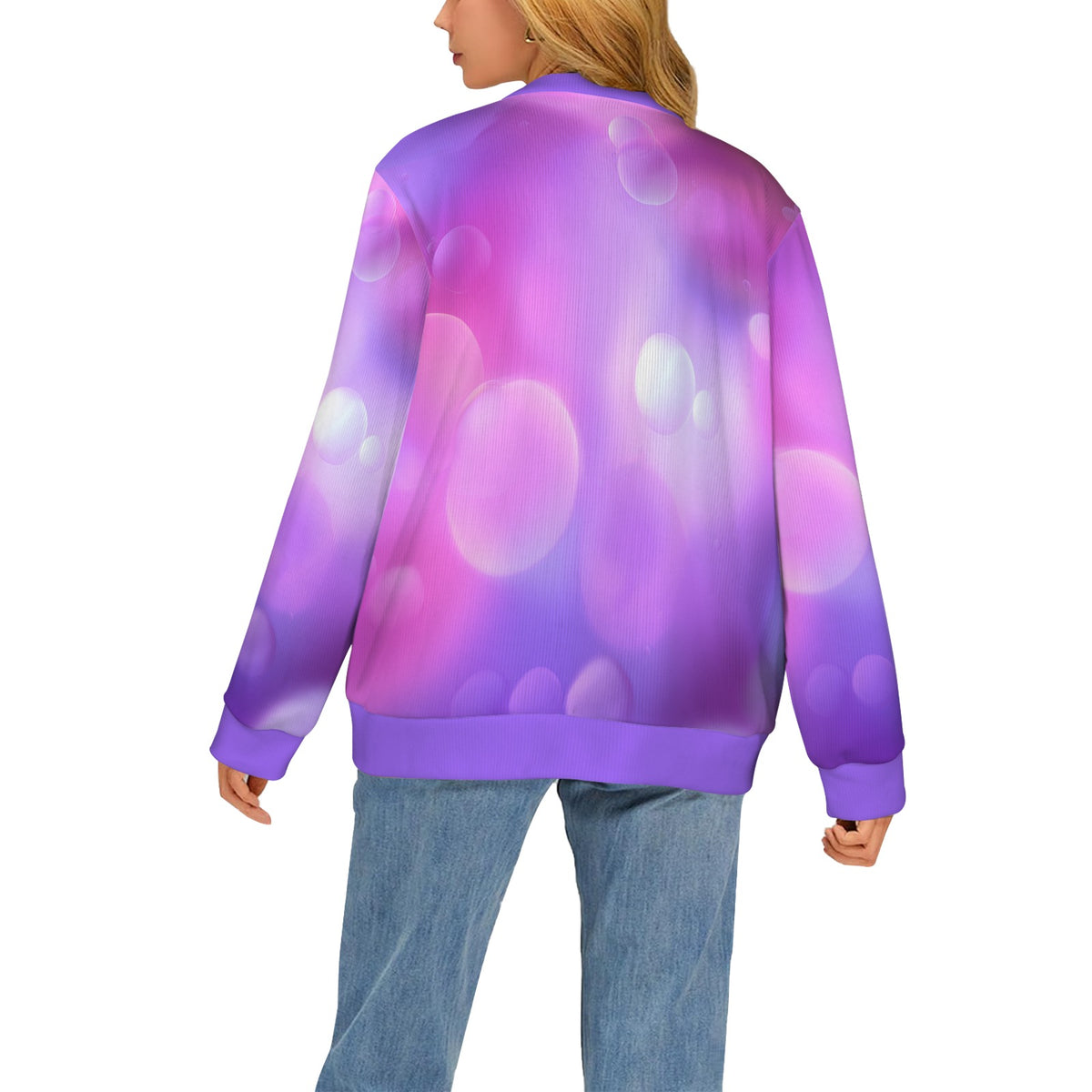 Women's Pink Purple Pastel Soft Focus Ribbed Cardigan