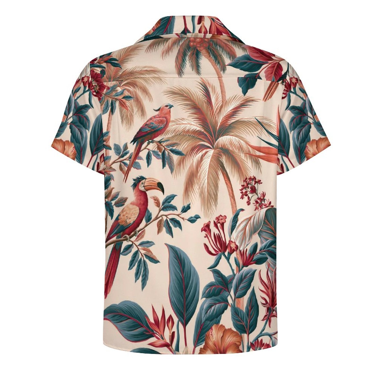 Short Sleeve Cuban Collar Shirt(All-Over Printing) Hawaiian print red and blue