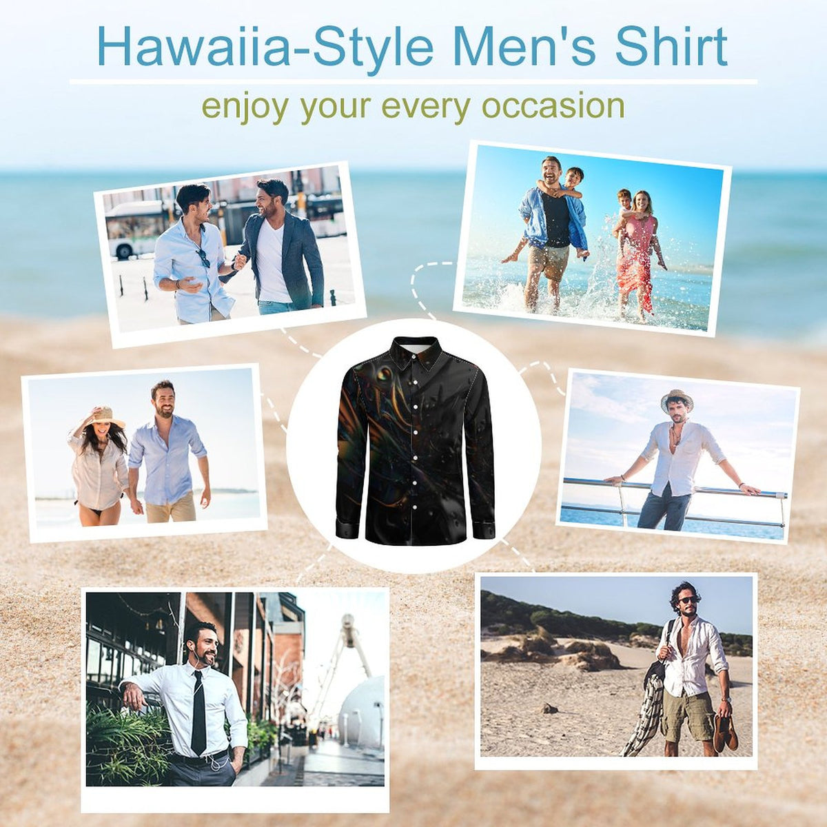 135gsm Casual Long-Sleeve Shirt for Men(All-Over Printing)