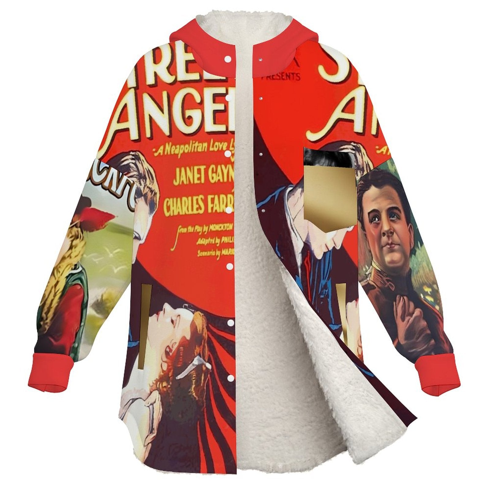 Double-Layer Hooded Top(All-Over Printing) Retro silent movie print