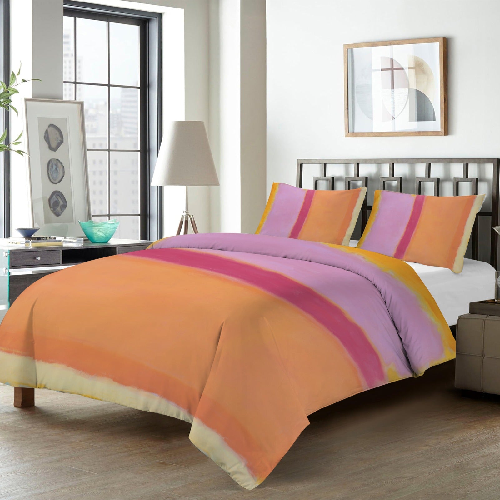 winter.moon_mark_rothko_painting_bright_pastel_tones_--ar_34_--_05f5d550-b3a2-49f2-ae2c-9e24541242c2 4-Piece Bedding Set with Blank Fitted Sheet 82.7x82.7inch