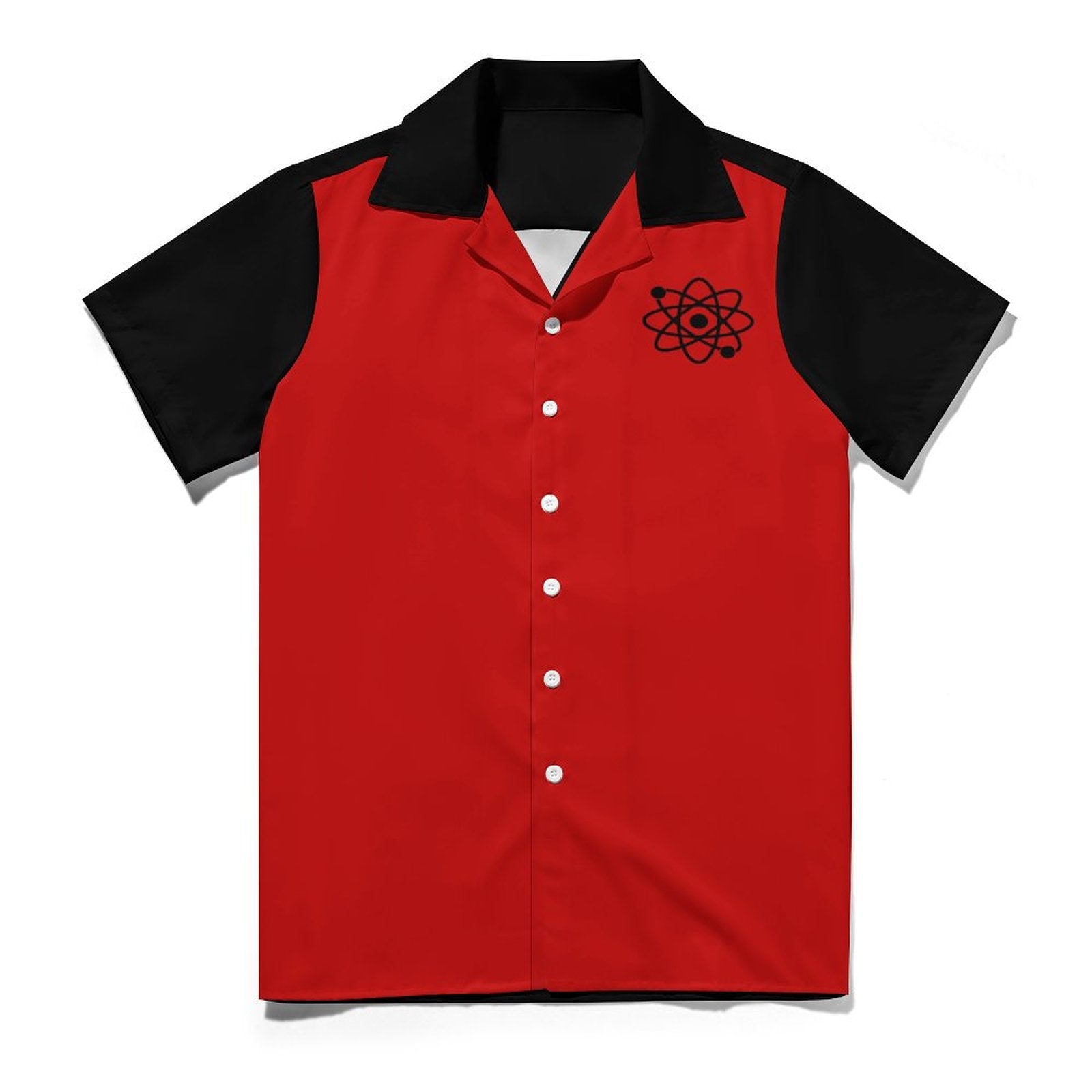 Short Sleeve Cuban Collar Shirt(All-Over Printing) red atom