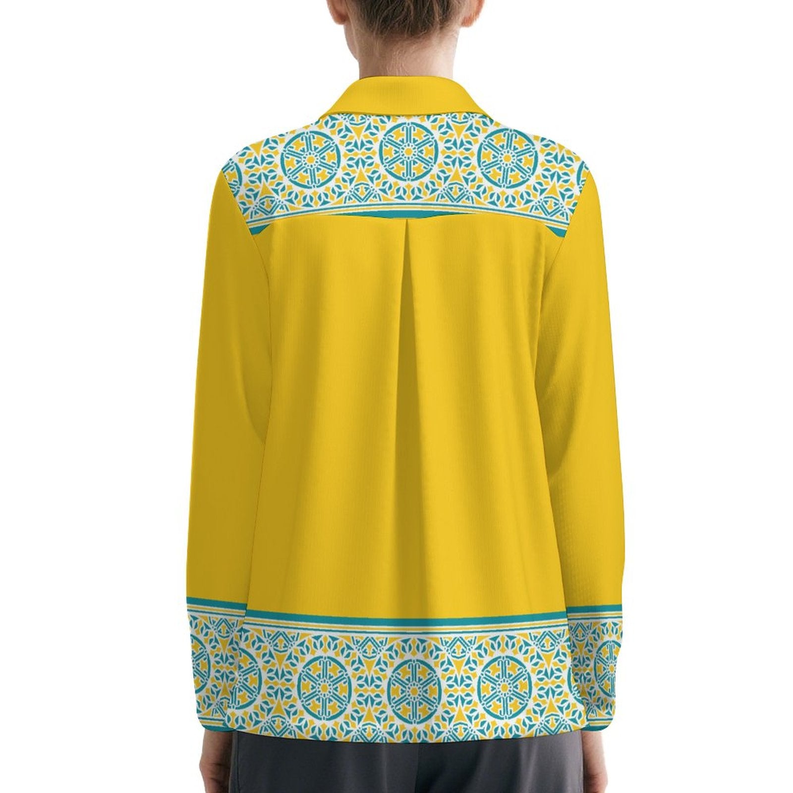 UPF50+ 180gsm Women's Sunscreen Shirt(All-Over Printing) yellow retro