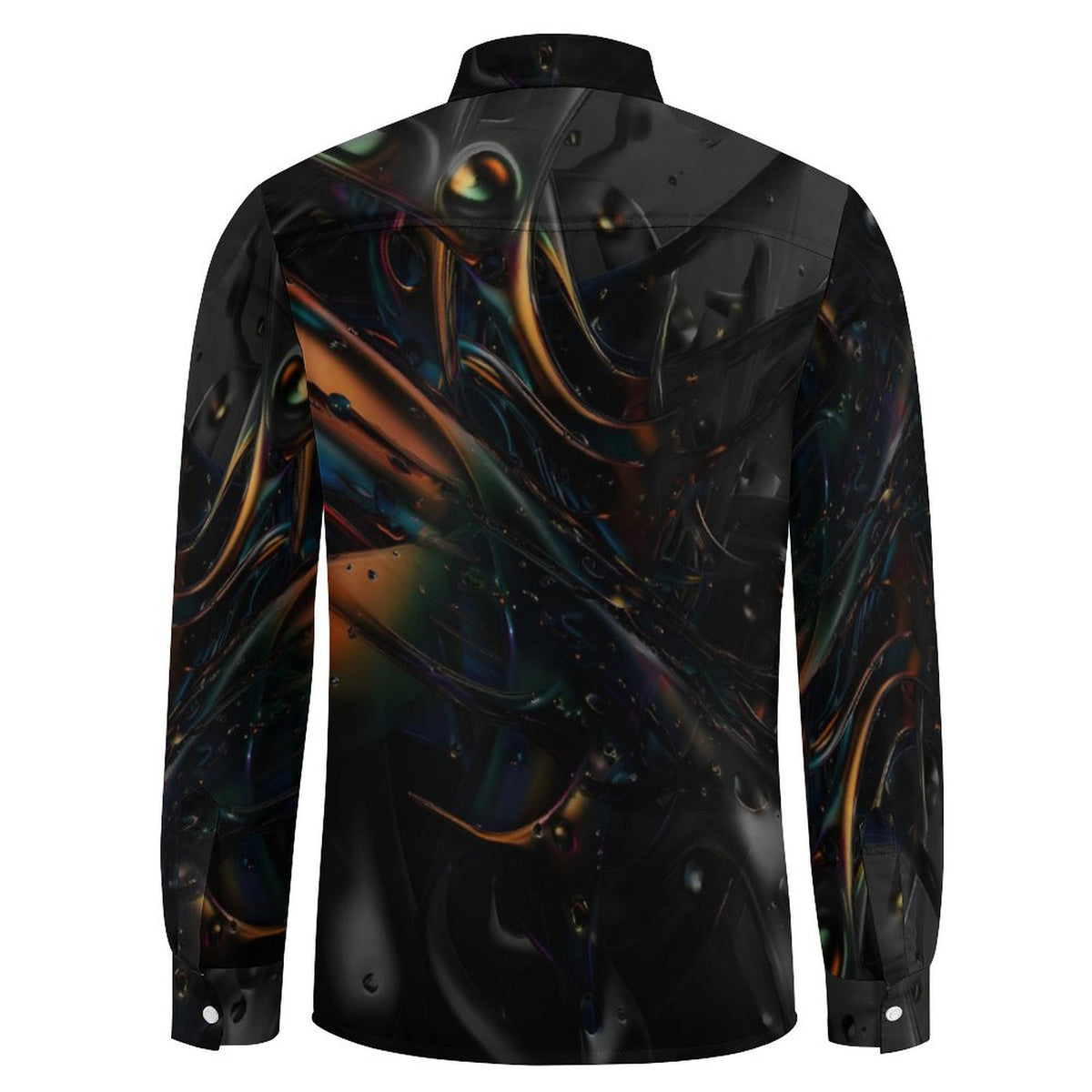 Faux Linen Men Long Sleeve Shirt with Pocket(All-Over Printing)