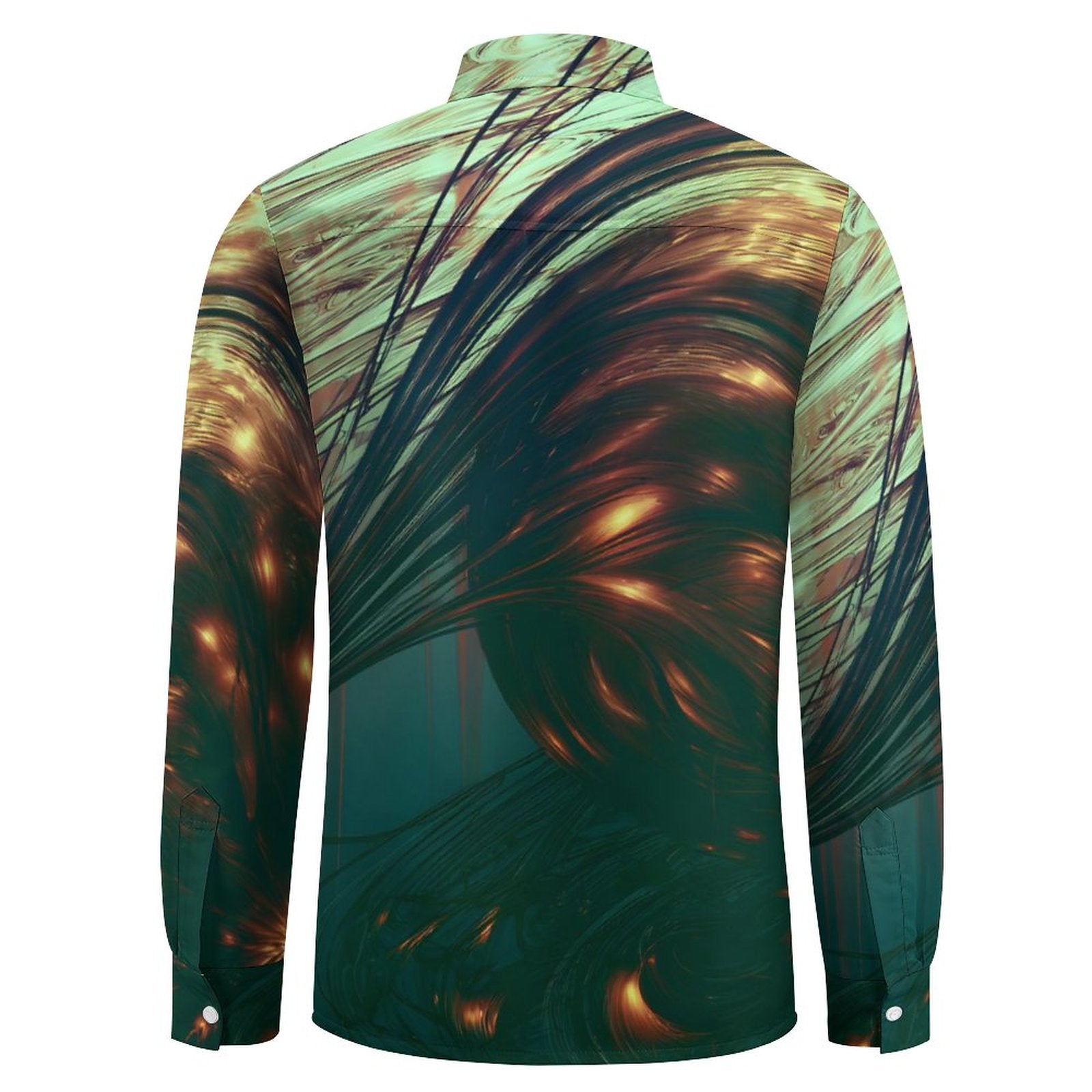 Men's Long Sleeve Shirt with Pocket(All-Over Printing)Disco Green