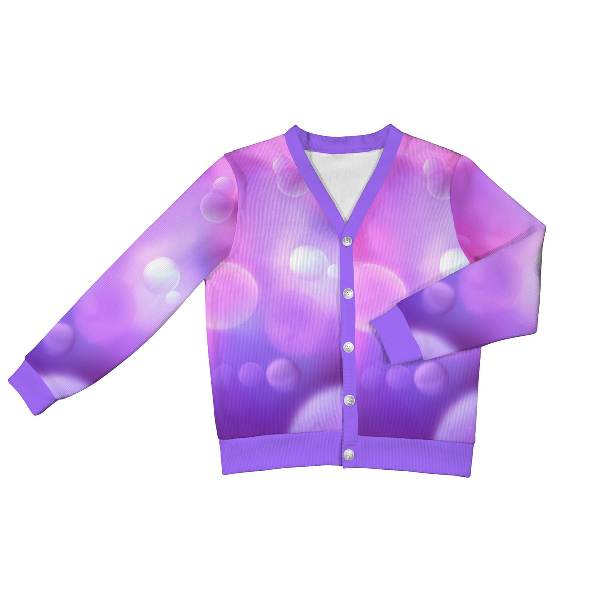 Women's Pink Purple Pastel Soft Focus Ribbed Cardigan
