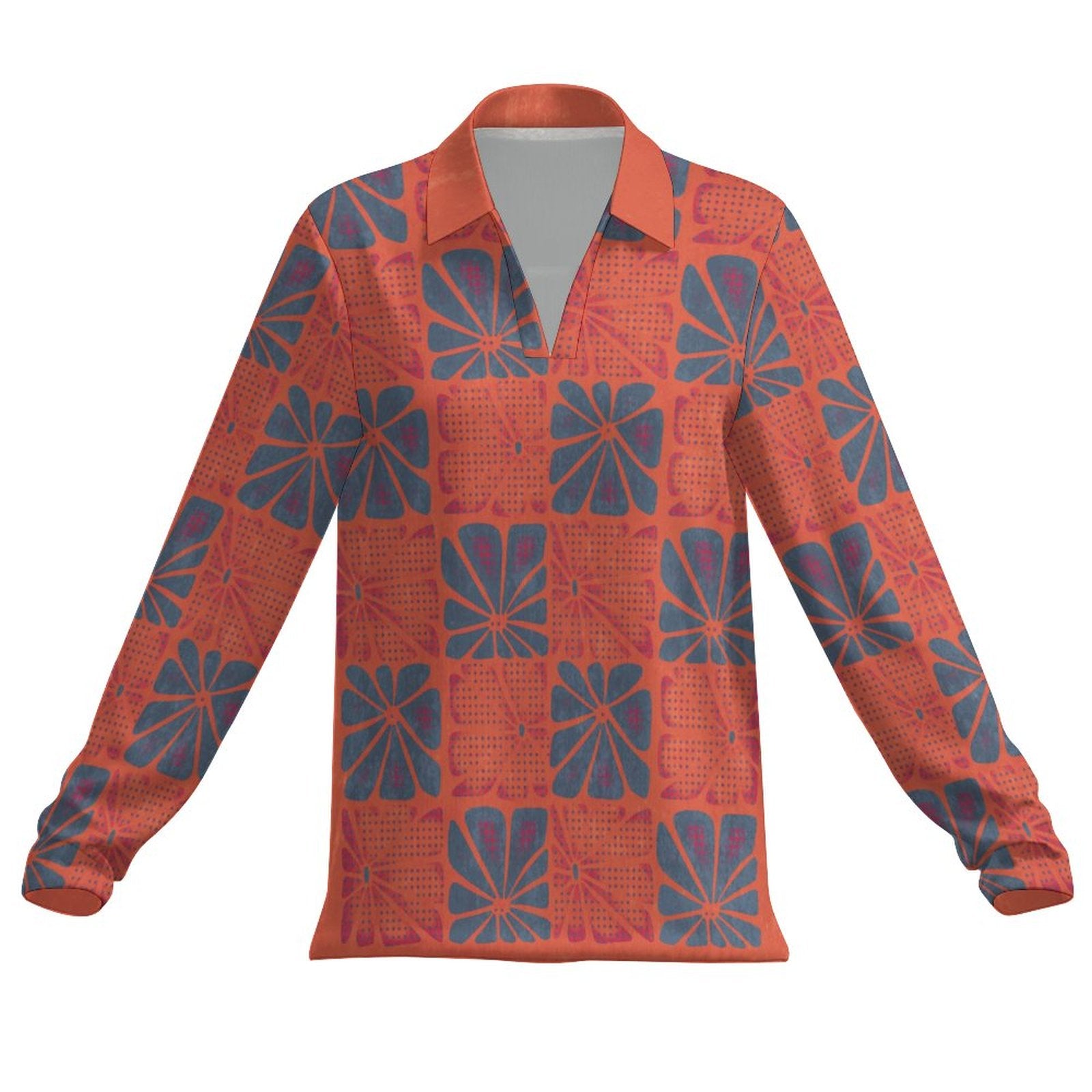 UPF50+ 180gsm Women's Sunscreen Shirt(All-Over Printing)coral and teal pattern boho