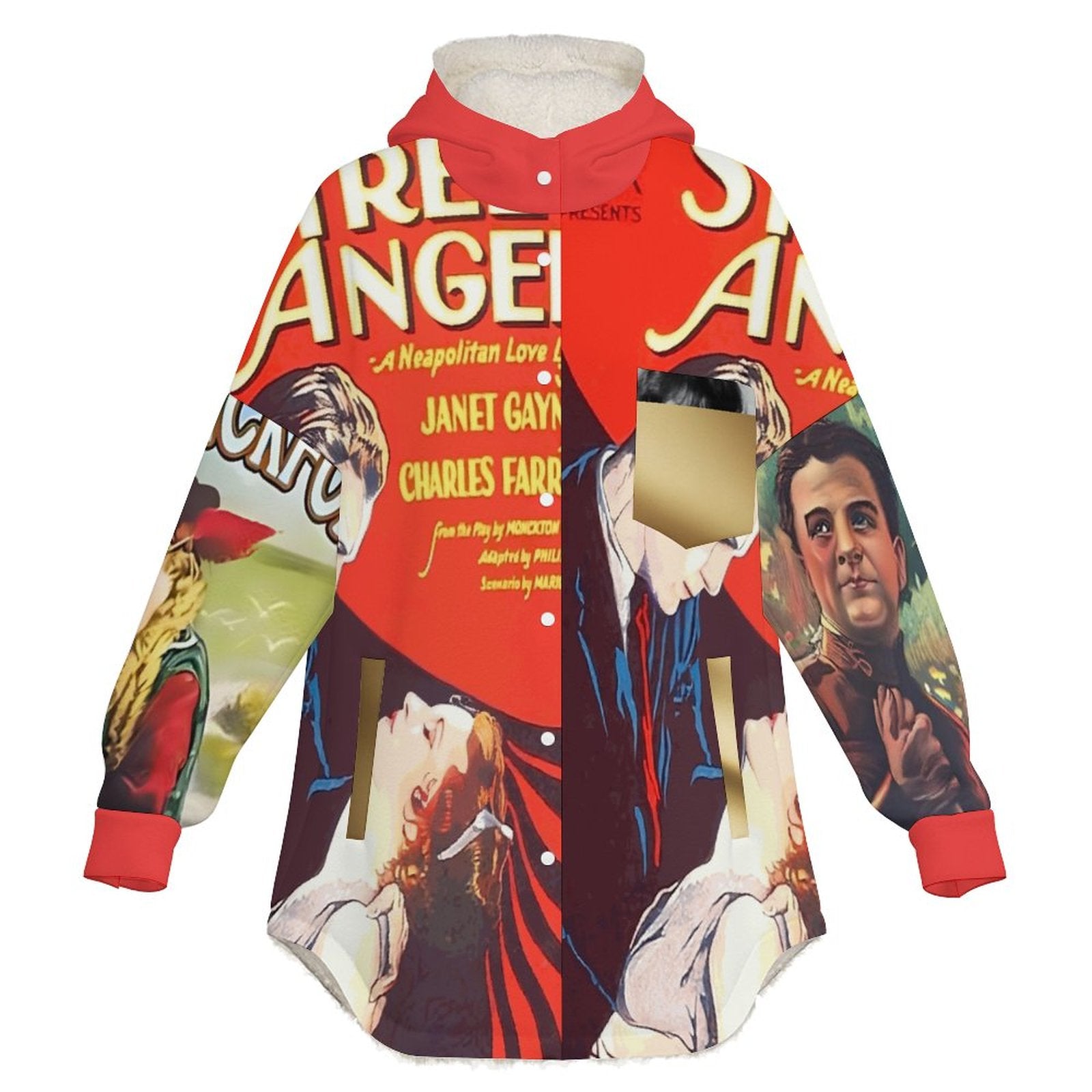 Double-Layer Hooded Top(All-Over Printing) Retro silent movie print