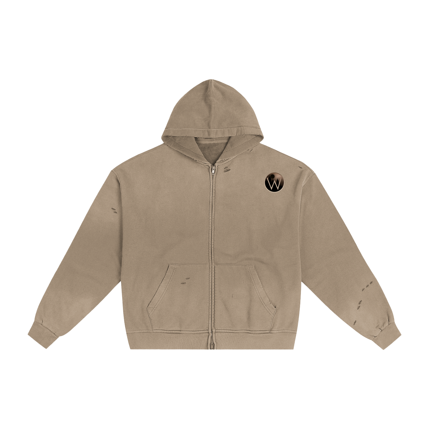 Hand-Frayed Sunfade Zip Hoodie