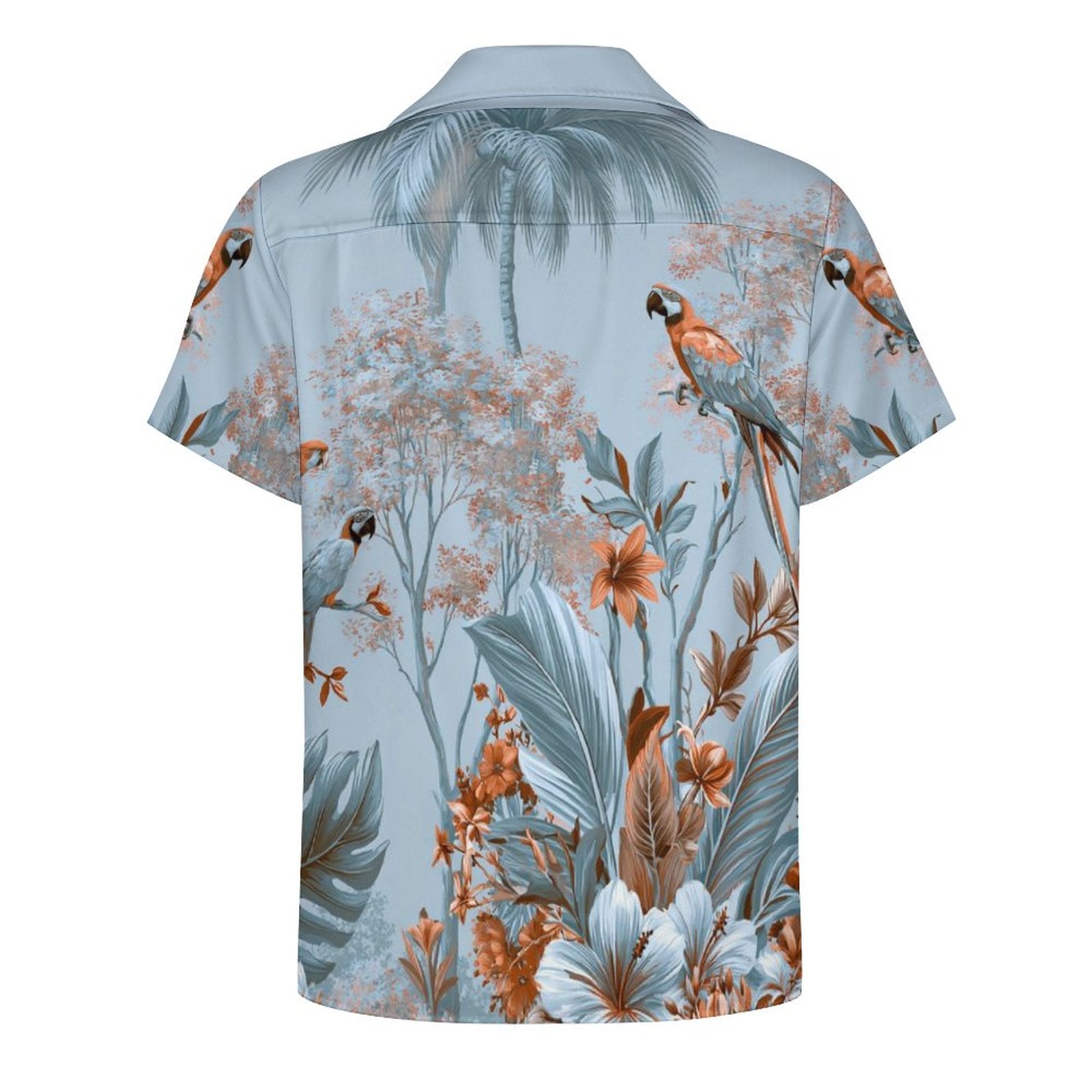 Short Sleeve Cuban Collar Shirt(All-Over Printing) Hawaiian light blue and brown print