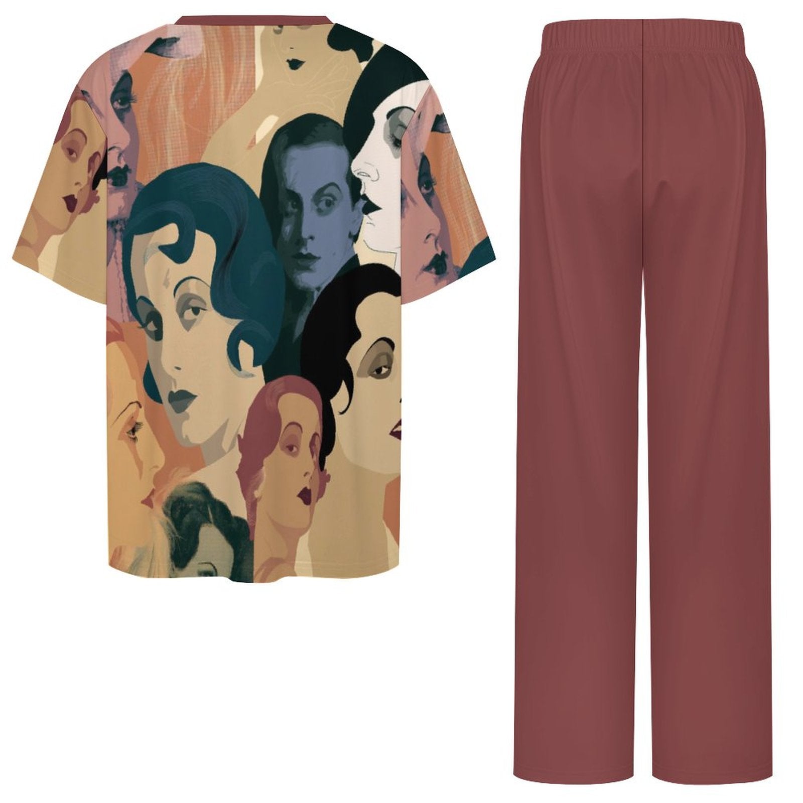 180gsm Short Sleeved Pajama Set(All-Over Printing) art deco movie stars