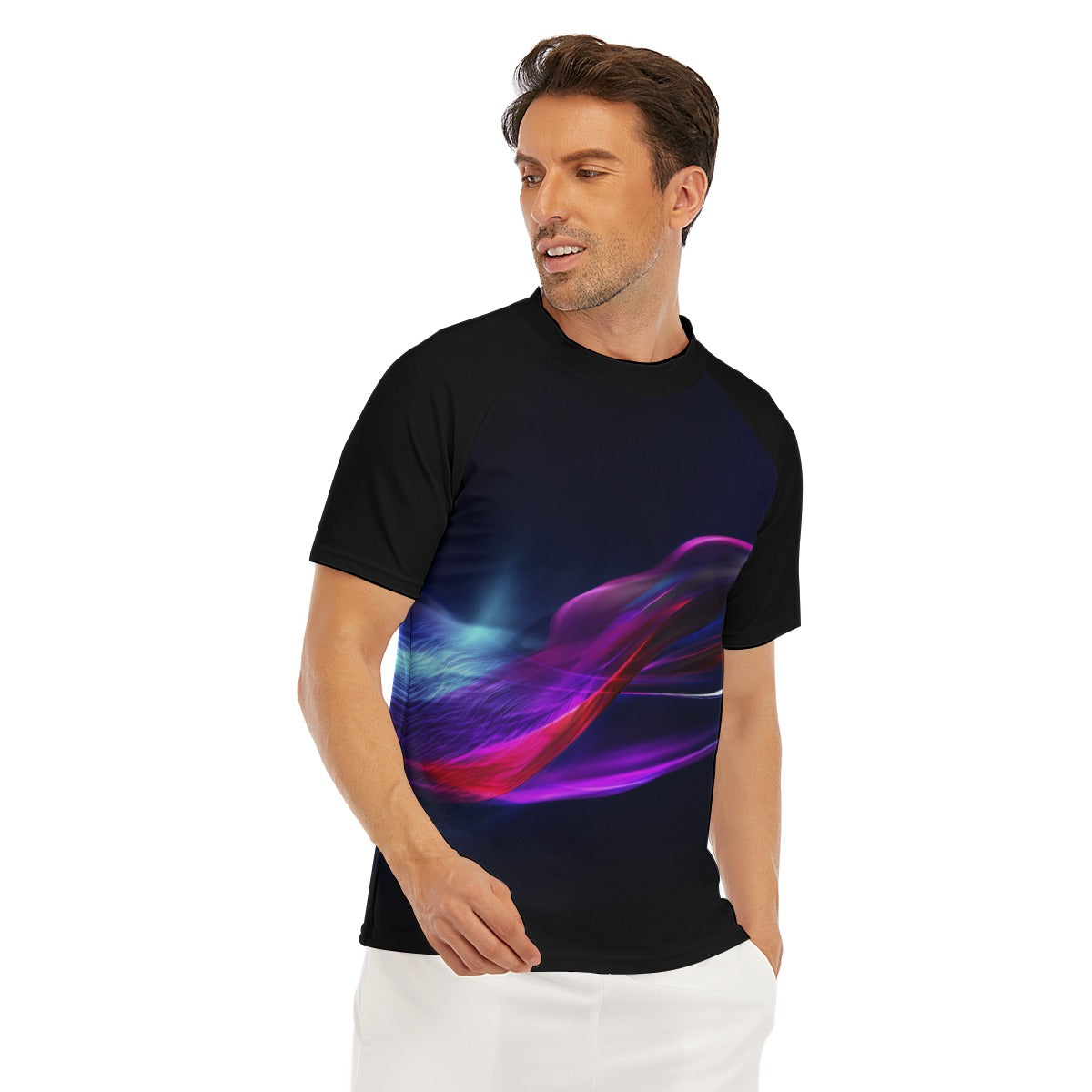 All-Over Print Men's Tight Surf Clothing With Half Sleeves