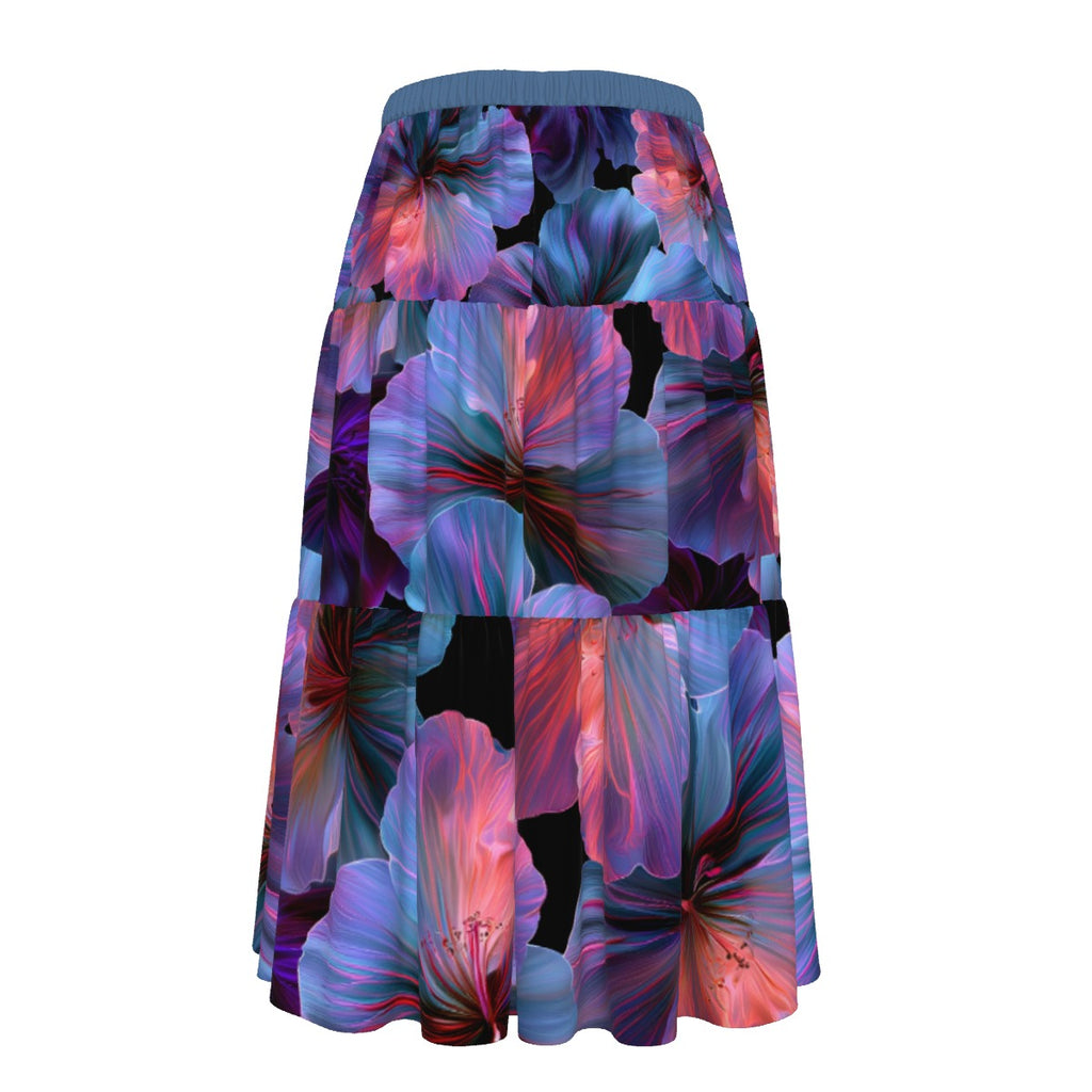 All-Over Print Women's Stitched Pleated Chiffon Skirt