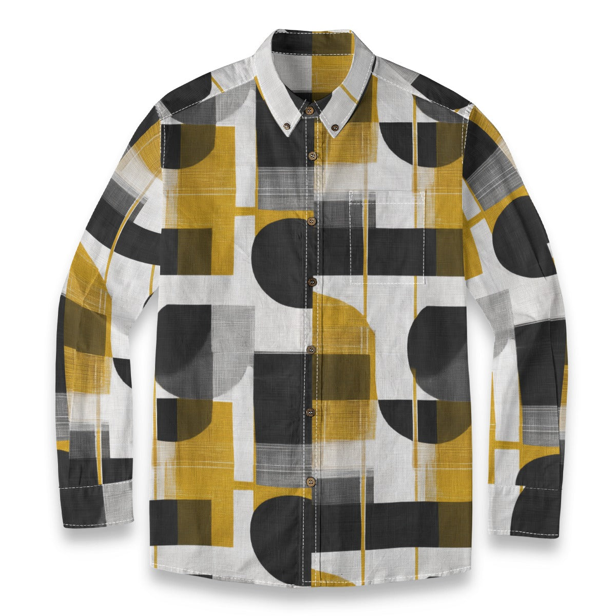 All-Over Print Men's Casual Lapel Long Sleeve Shirt|125GSM Cotton