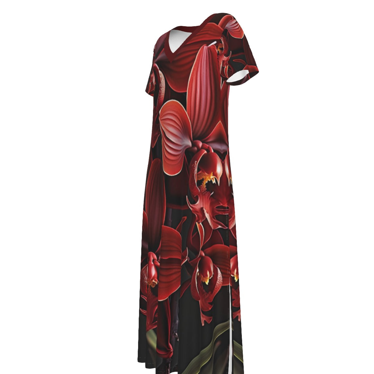 All-Over Print Women's V-neck Dress With Side Slit