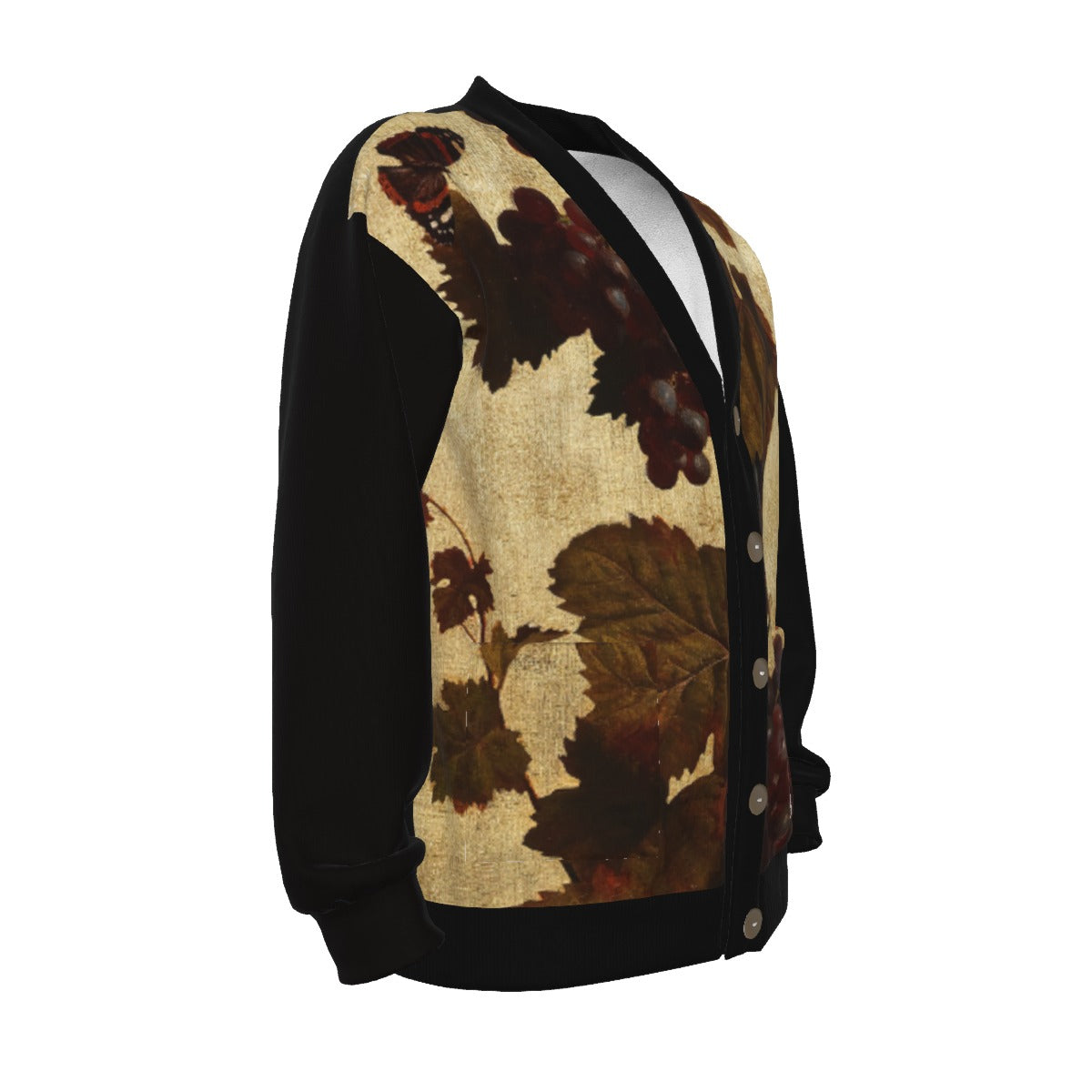 All-Over Print Unisex V-neck Knitted Fleece Cardigan With Button Closure
