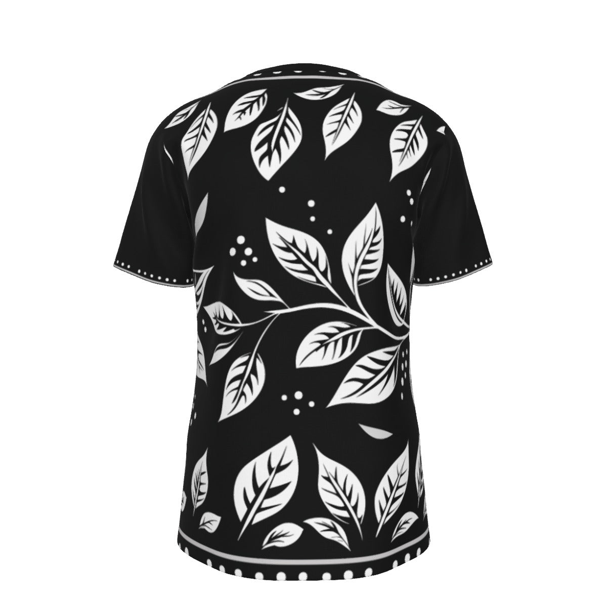 Vintage Cream Abstract Leaves Patterned T-Shirt
