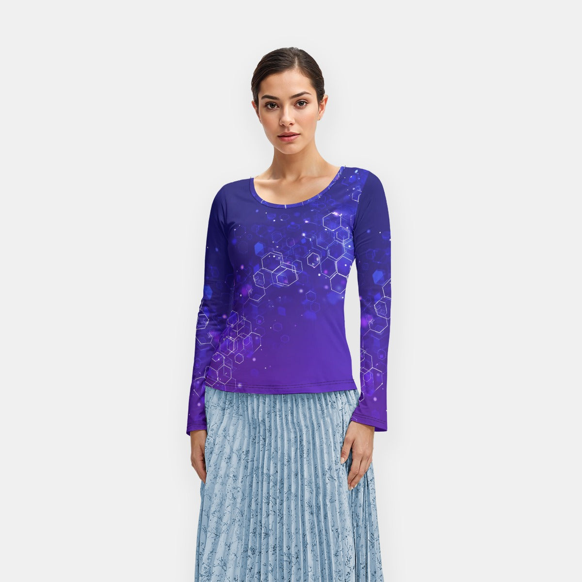 All-Over Print Women's Long Sleeve T-Shirt With Slightly Flared Sleeves