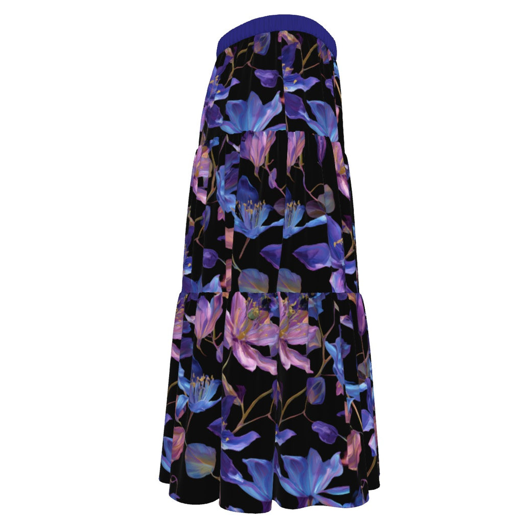 All-Over Print Women's Stitched Pleated Chiffon Skirt