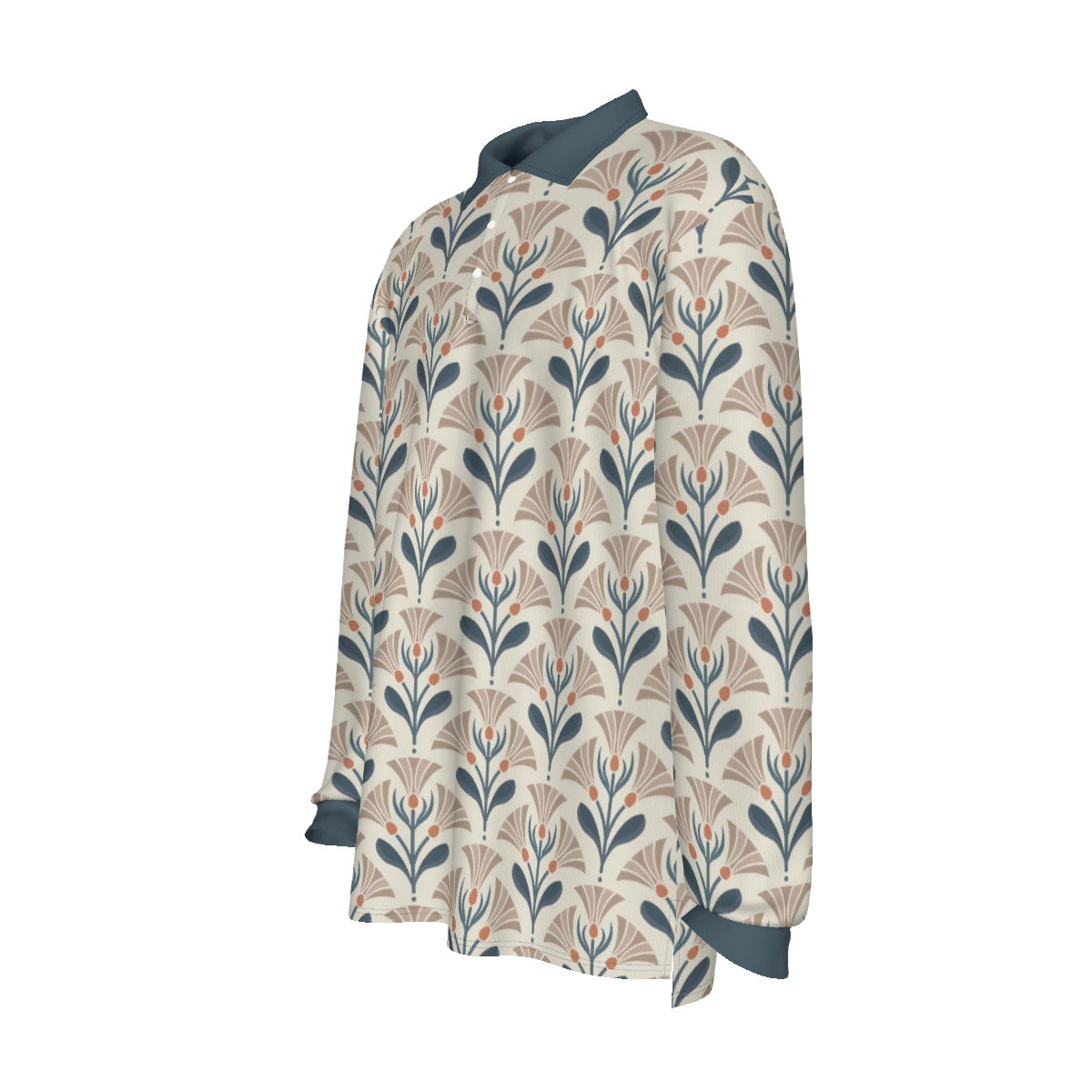 All-Over Print Men's Long Sleeve Polo Shirt