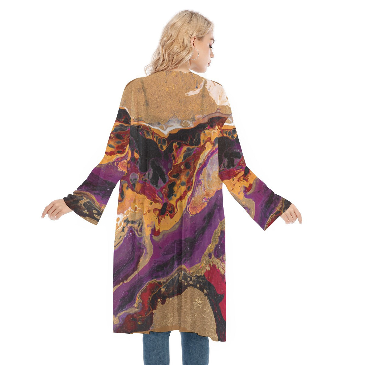 All- Over Print Women's Long Sleeve Mesh Cardigan