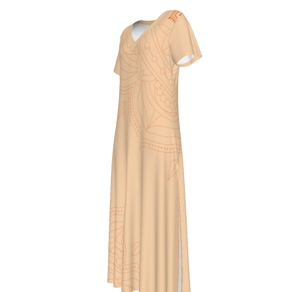 All-Over Print Women's V-neck Dress With Side Slit