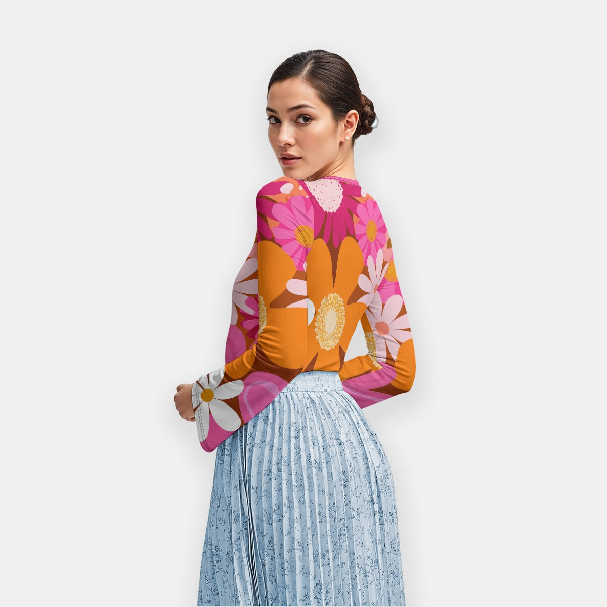 All-Over Print Women's Long Sleeve T-Shirt With Slightly Flared Sleeves