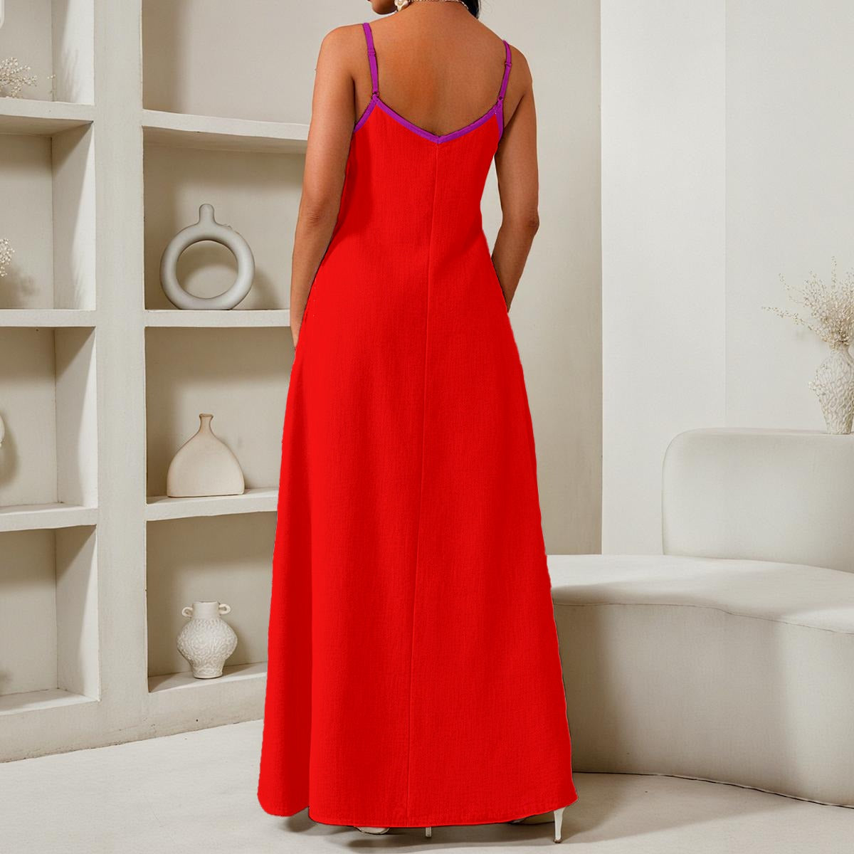 All-Over Print Women's Elegant V-Neck Maxi Dress