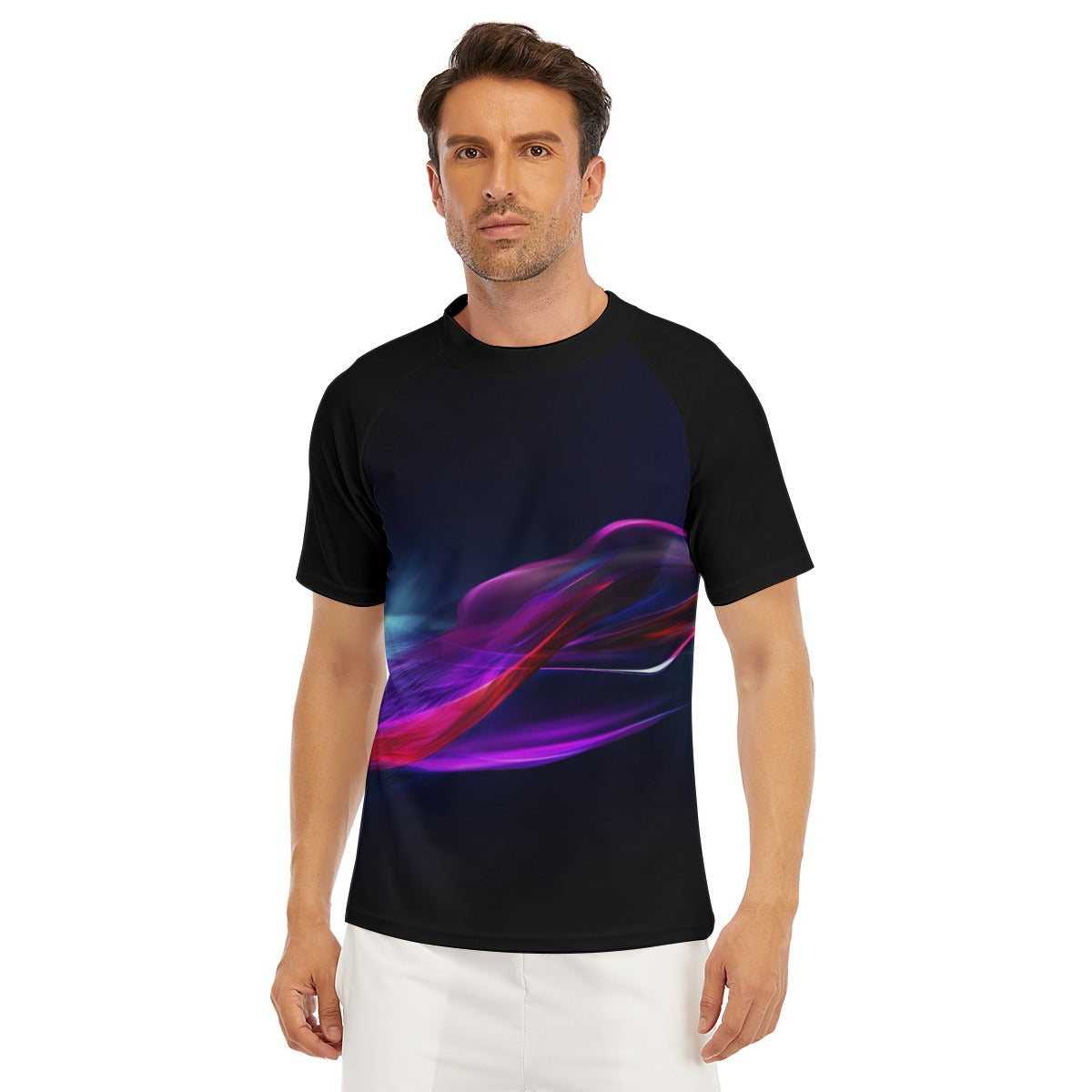 All-Over Print Men's Tight Surf Clothing With Half Sleeves