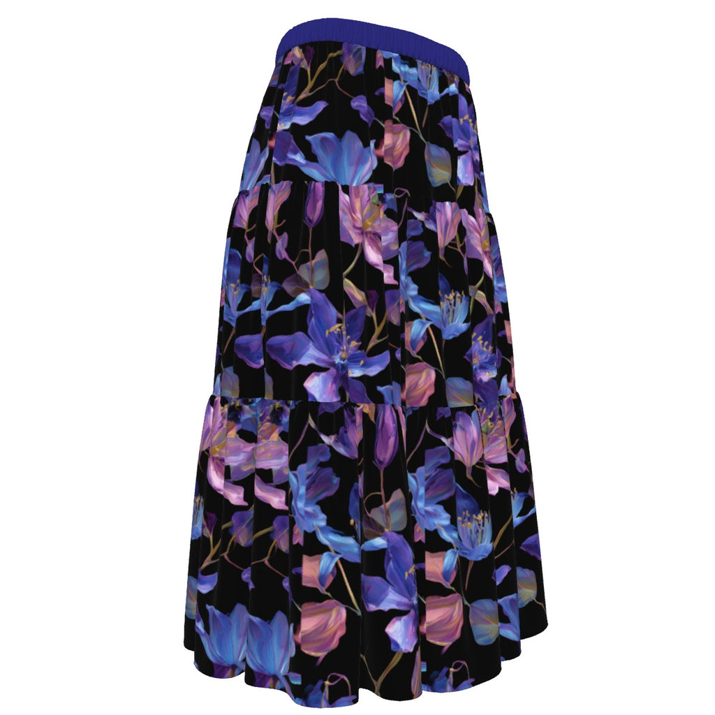All-Over Print Women's Stitched Pleated Chiffon Skirt