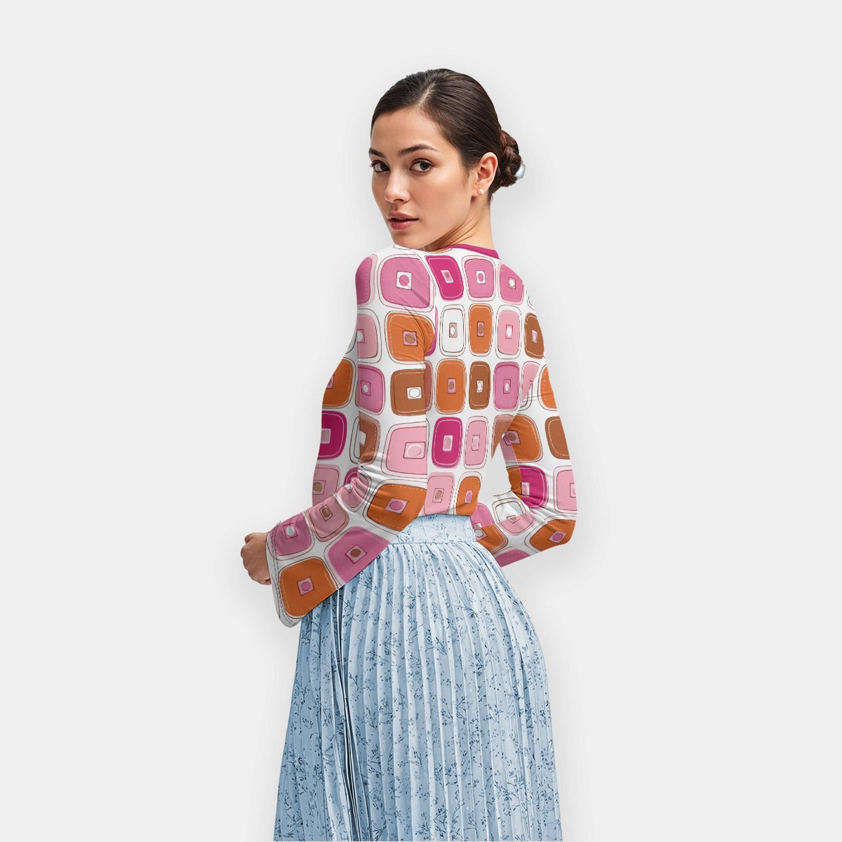 All-Over Print Women's Long Sleeve T-Shirt With Slightly Flared Sleeves