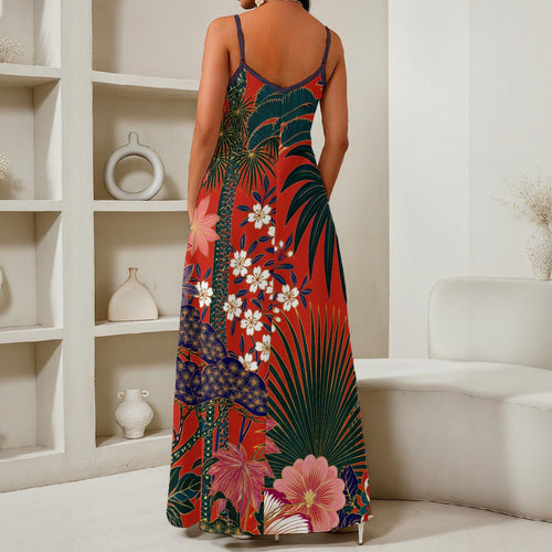 All-Over Print Women's Elegant V-Neck Maxi Dress